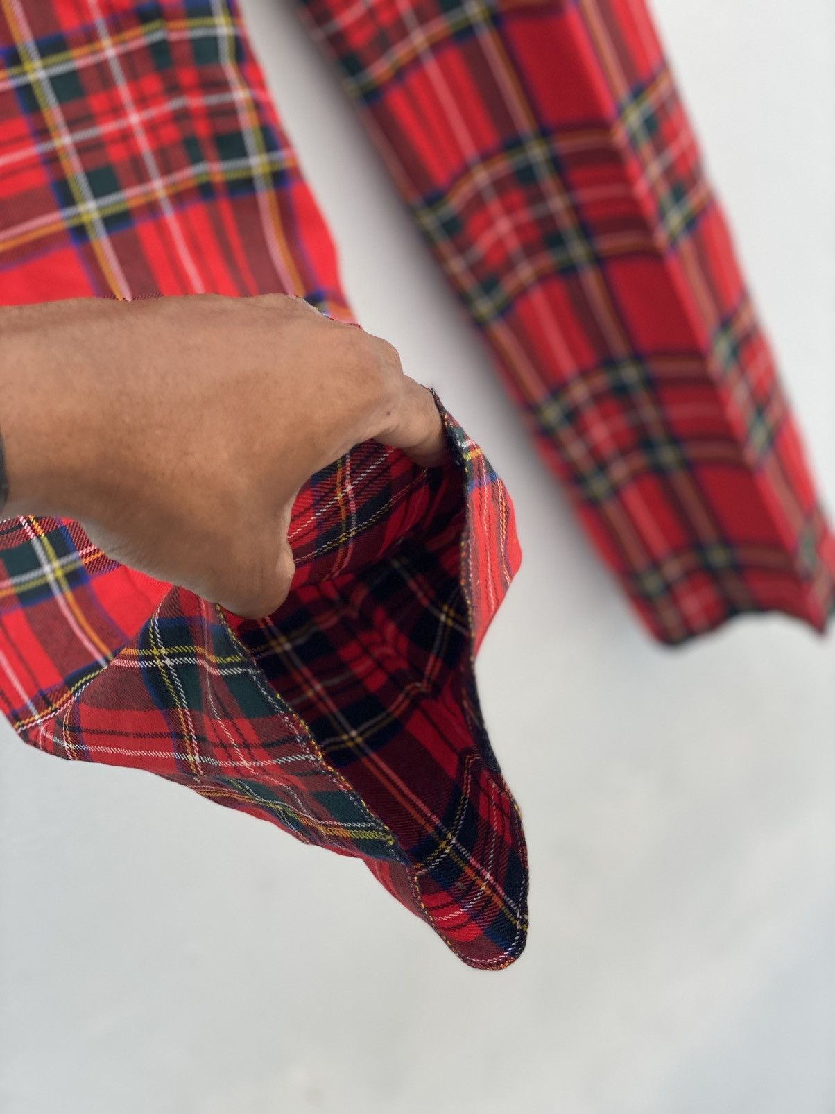 Other Vintage Y2K Plaid Tartan Trousers | Red Black High Rise Size US 30 / EU 46 - 6 Thumbnail