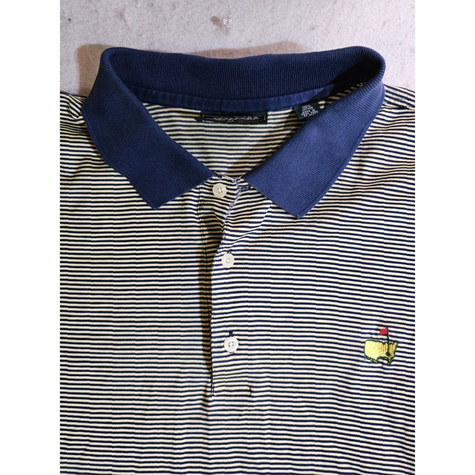 Vintage VINTAGE Masters Collection Augusta Logo Blue Striped Polo Golf Shirt Mens 2XL 2 Ply Size US XXL / EU 58 / 5 - 3 Thumbnail