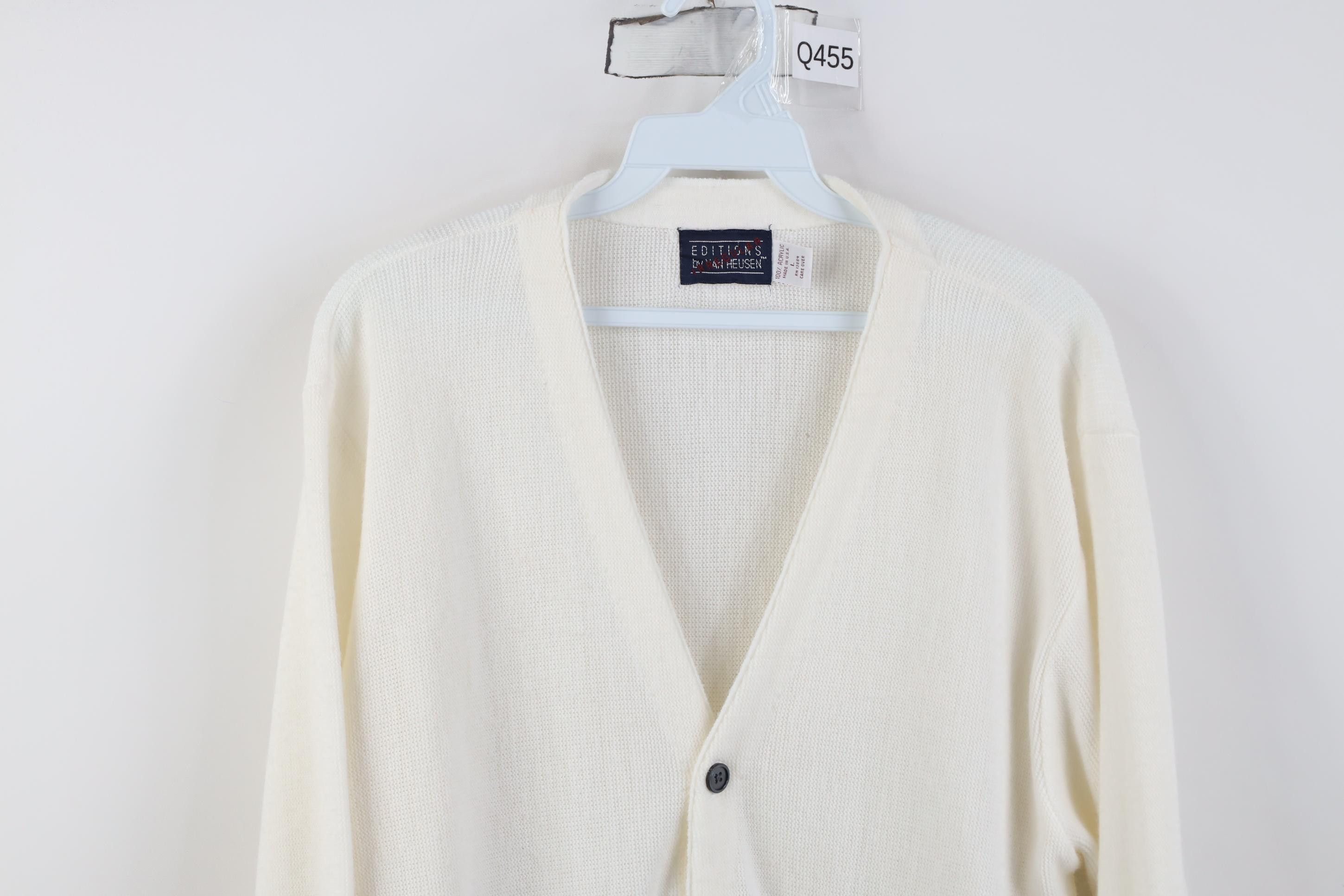 Vintage Vintage 70s Streetwear Knit Cardigan Sweater White USA Size US L / EU 52-54 / 3 - 2 Thumbnail