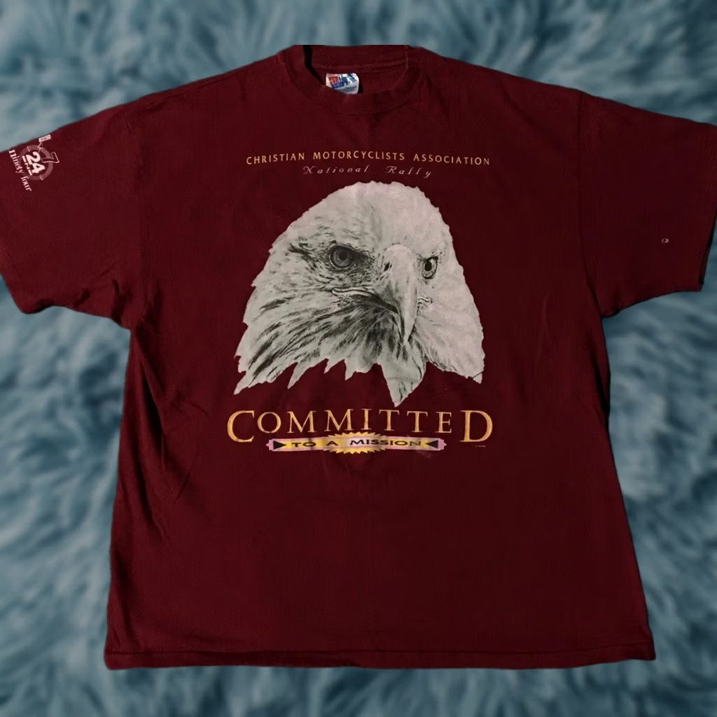 Vintage VINTAGE CMA Eagle T-Shirt XL Red Christian Motorcycle Association Shirt Mens Retro 90s Grunge Jesus God Harley USA Rock Religion Heaven Biker Fashion Size US XL / EU 56 / 4 - 1 Thumbnail