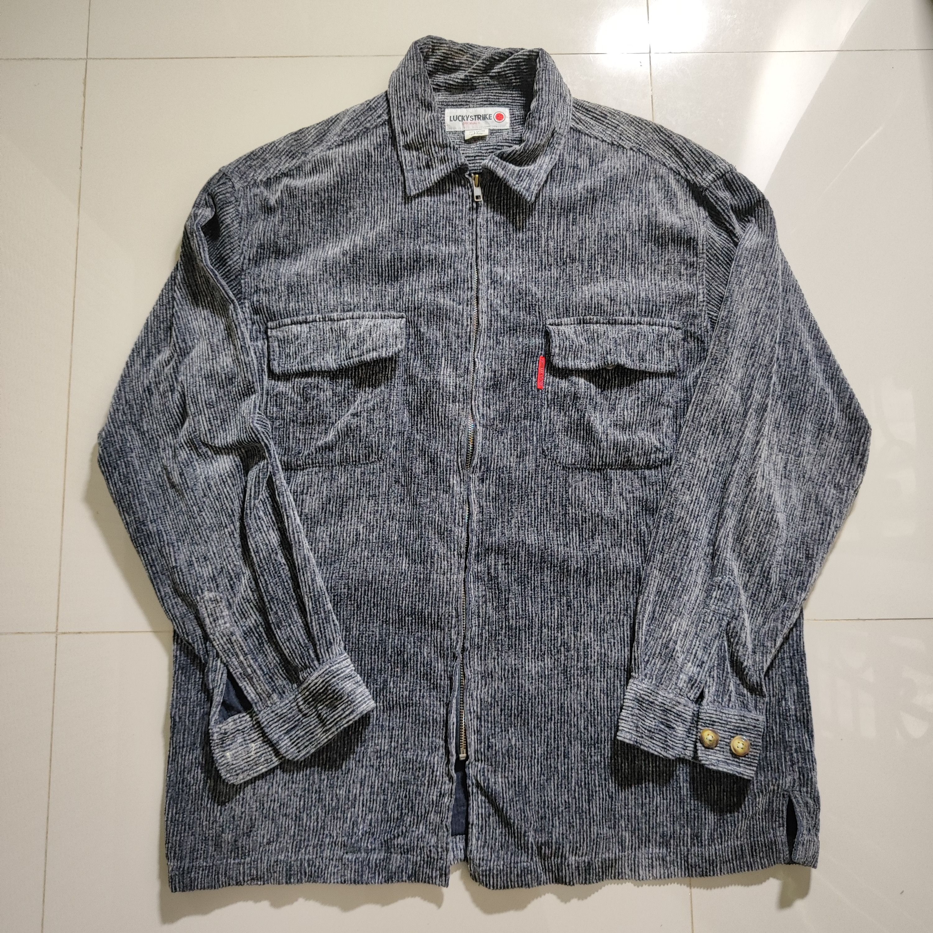 image of Retro Jacket x Vintage Lucky Strike Corduroy Jacket in Black Wash, Men's (Size XL)