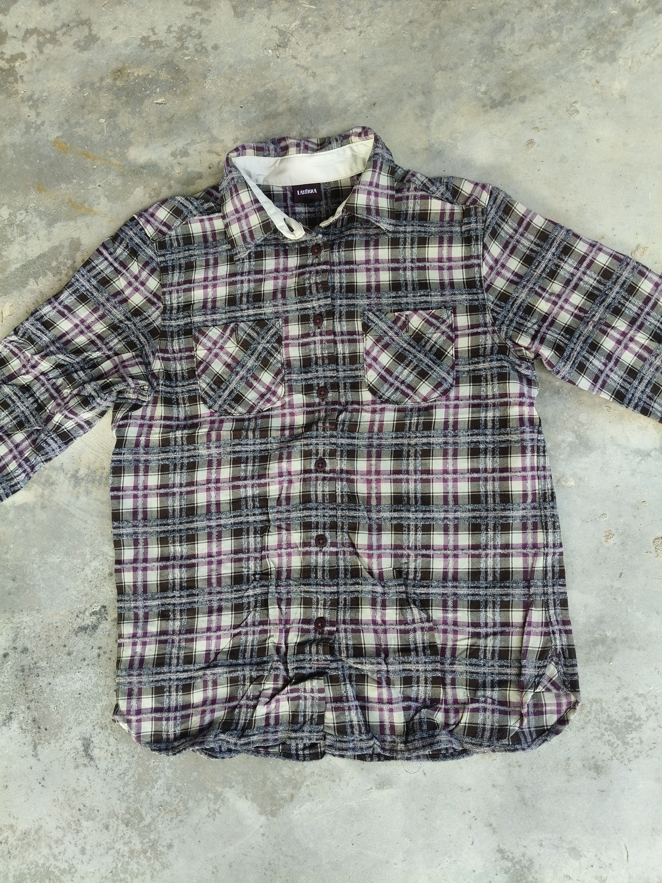 Japanese Brand LATĒRRA Flannel wool Button up Size S / US 4 / IT 40 - 5 Thumbnail