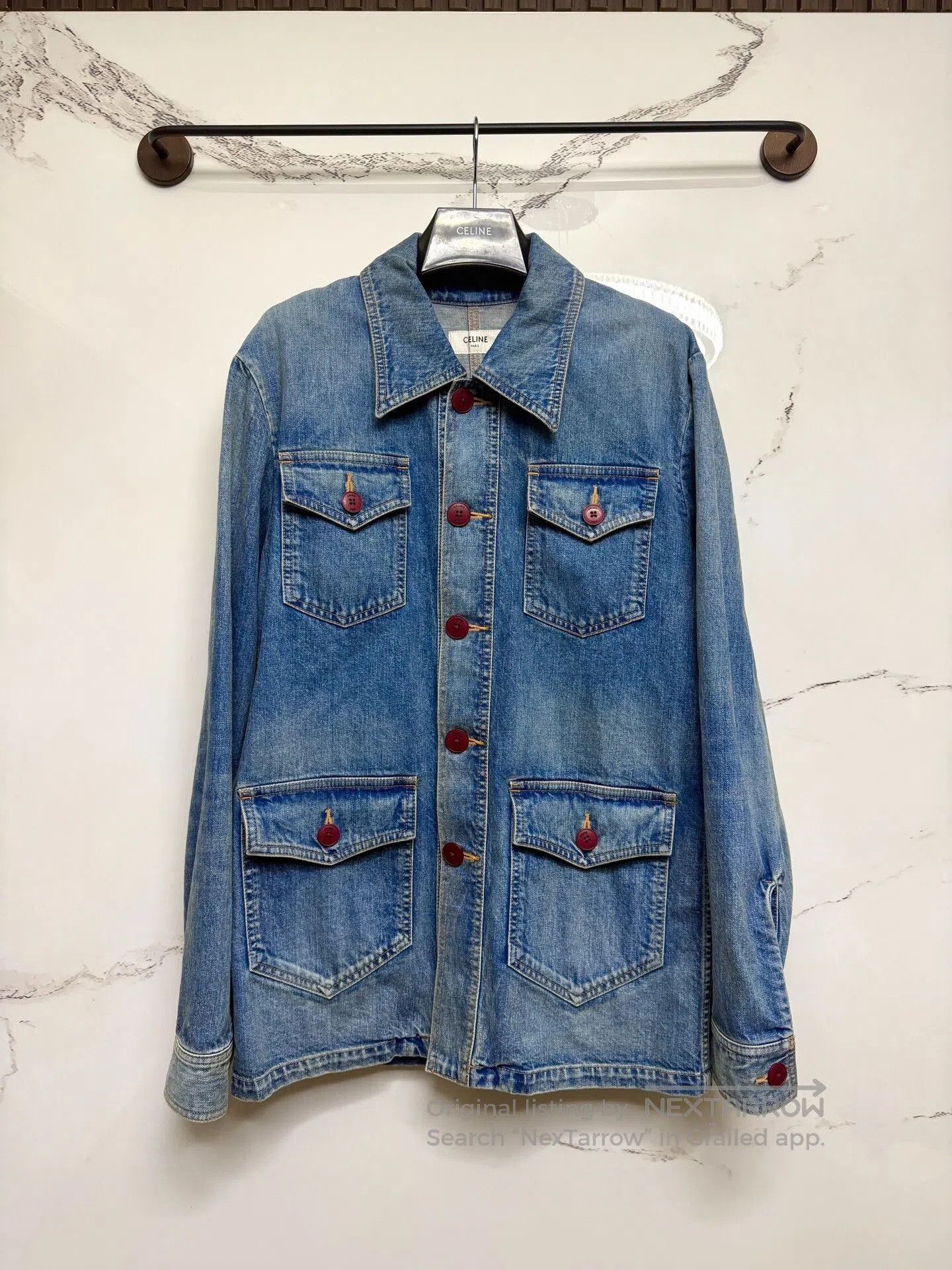 Celine Celine Blue Denim Jacket with Four Pockets. Size US M / EU 48-50 / 2 - 1 Thumbnail