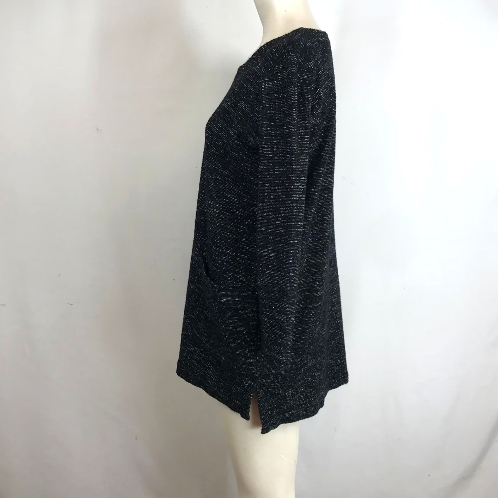 Eileen Fisher Eileen Fisher Textured Knit Tunic Sweater Dress Pockets XS Black White Size XS / US 0-2 / IT 36-38 - 6 Thumbnail