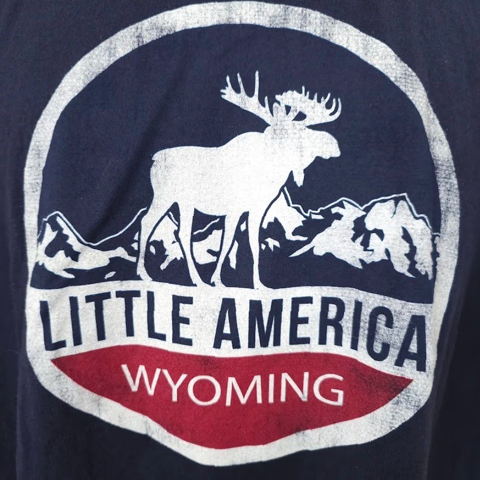Tultex Little America Wyoming T Shirt Mens XL Blue Moose Travel Destination Tee Size US XL / EU 56 / 4 - 3 Thumbnail