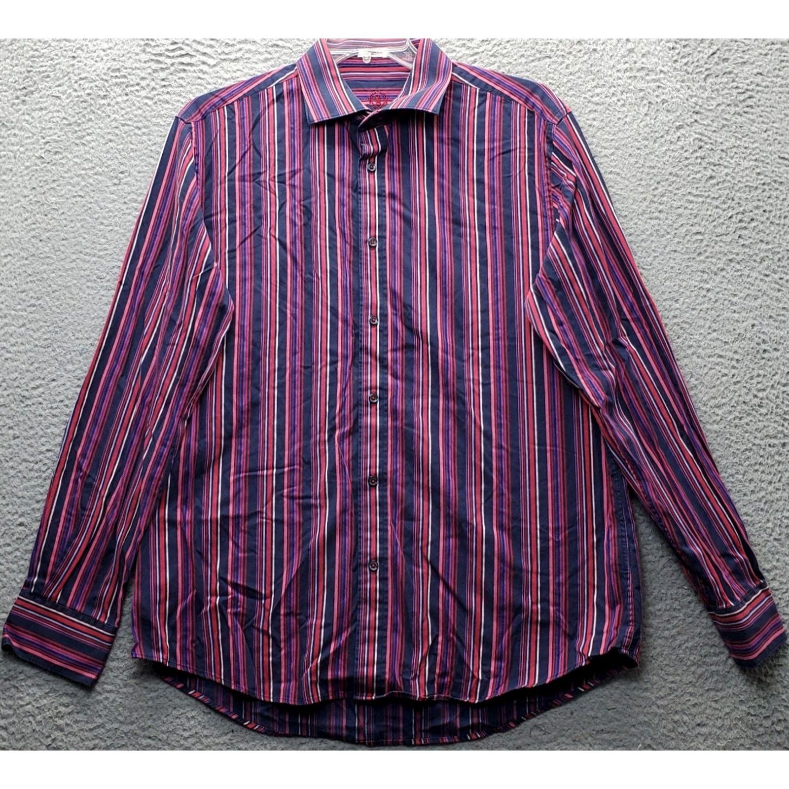 BUGATCHI Bugatchi Uomo Shirt Mens XL Multicolor Striped Long Sleeve Collared Button Up Regular Fit Size US XL / EU 56 / 4 - 2 Thumbnail
