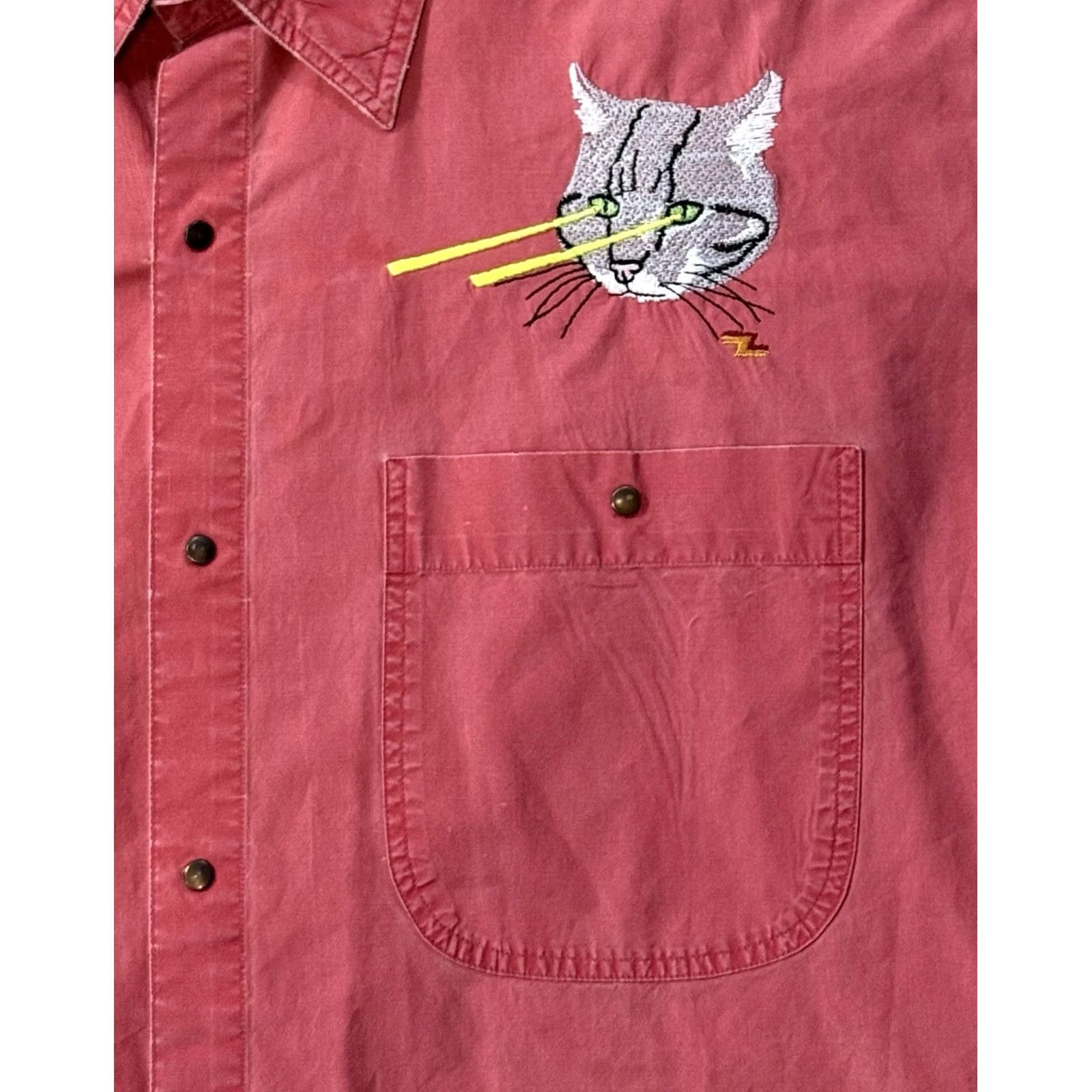 Banana Republic VINTAGE Banana Republic x Triple Z Threadz Laser Cat Snap Shirt XL Salmon Men Button-Up Knit Shirt Size US XL / EU 56 / 4 - 3 Thumbnail
