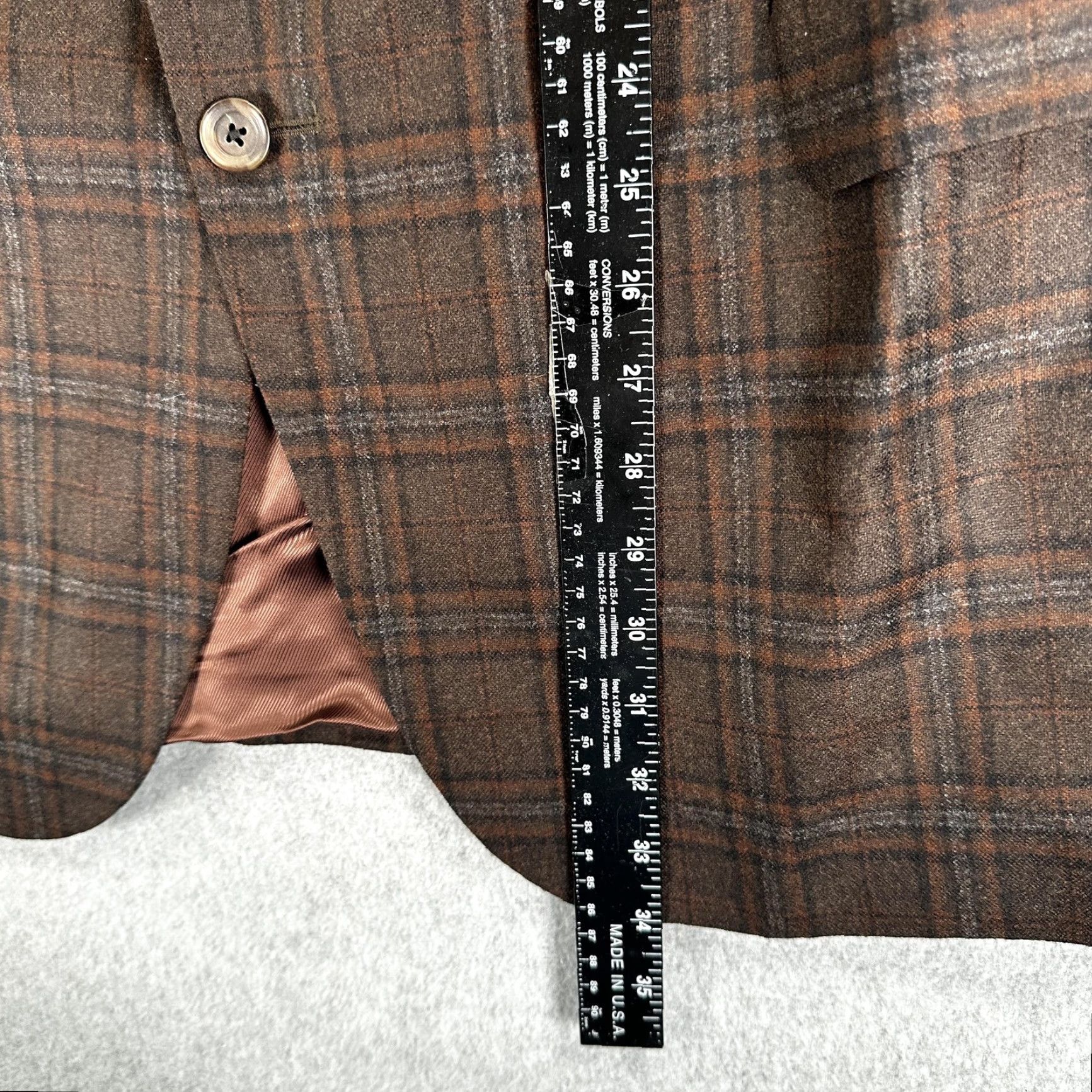 Cremieux Cremieux Blazer Sport Coat Mens 46L Brown Plaid Wool Loro Piana Canada Size 46R - 6 Thumbnail