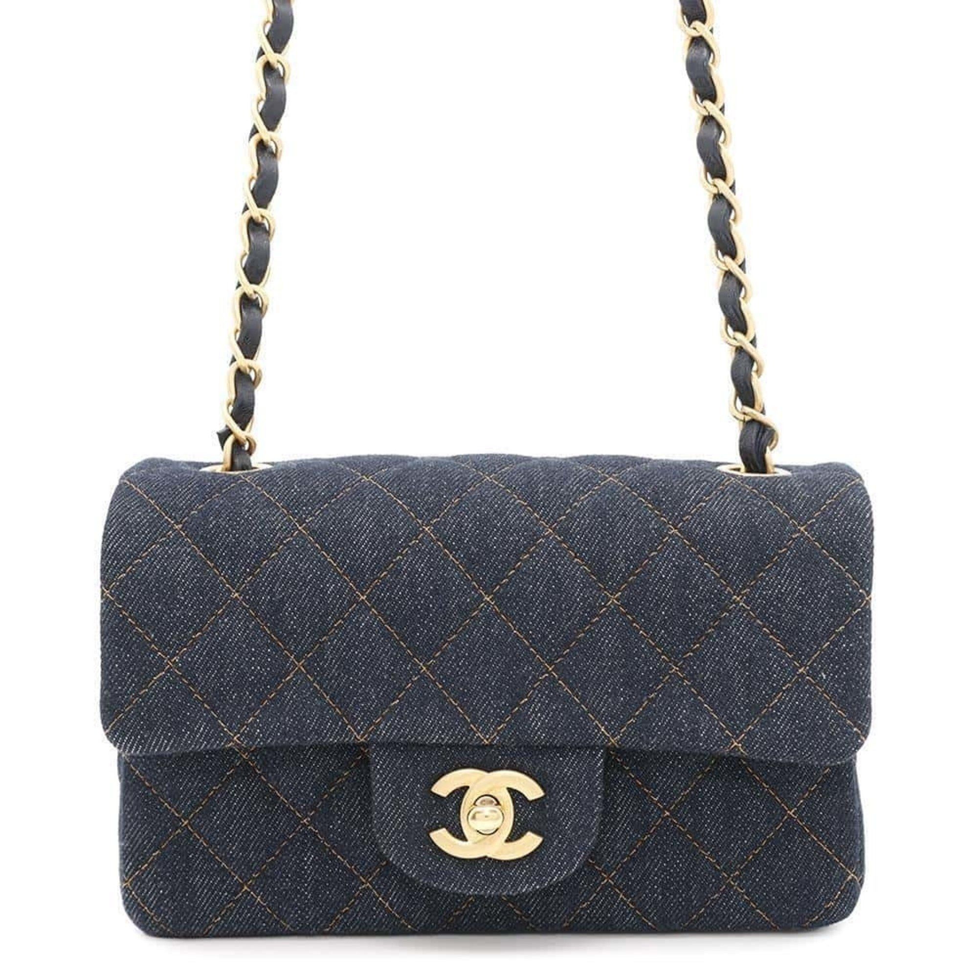 Chanel Chain Shoulder Bag Coco Mark Denim A69900 Chanel Mini Flap in Blue, Women's
