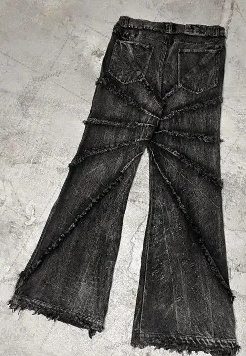 Japanese Brand Miyu #30 New Raw Edge Washed Straight Wide Leg Trousers Size US 34 / EU 50 - 5 Thumbnail