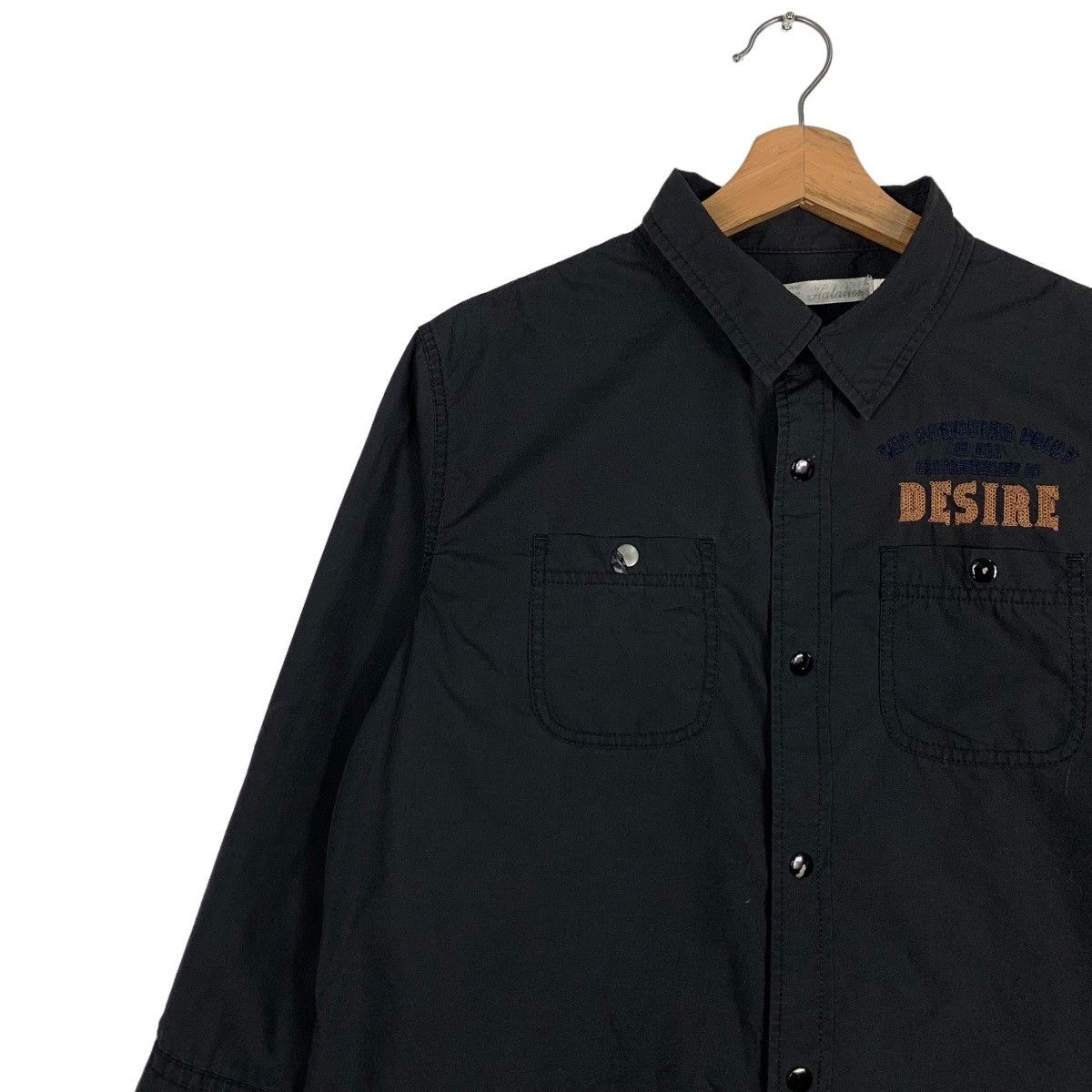Japanese Brand DESIRE Big Logo 3 Quarter Sleeve Button Shirt #0645-C30 Size M / US 6-8 / IT 42-44 - 6 Thumbnail