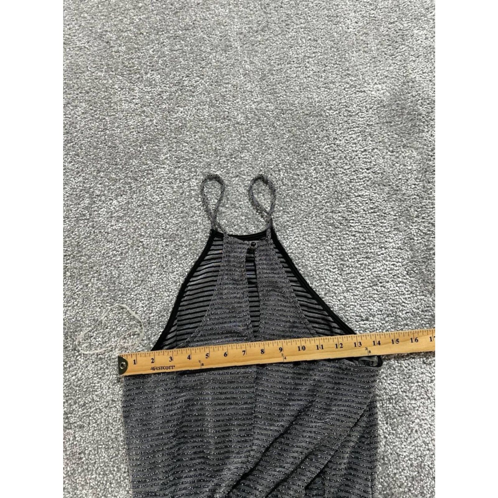 Vintage Everly Maxi Dress Women XS Gray Stripes Halter Dress Maxi Straps Stretch Casual Modern Size XS / US 0-2 / IT 36-38 - 7 Thumbnail