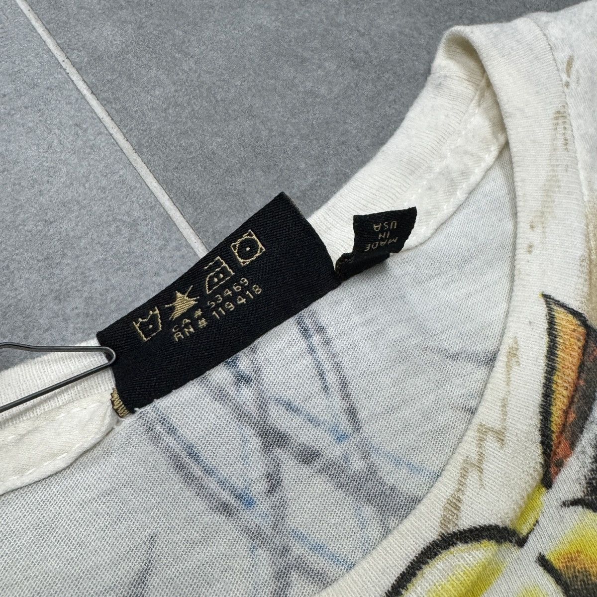 写真 Christian Audigier Tattoo Skulls Roses Y2K Hip Hop T-Shirt