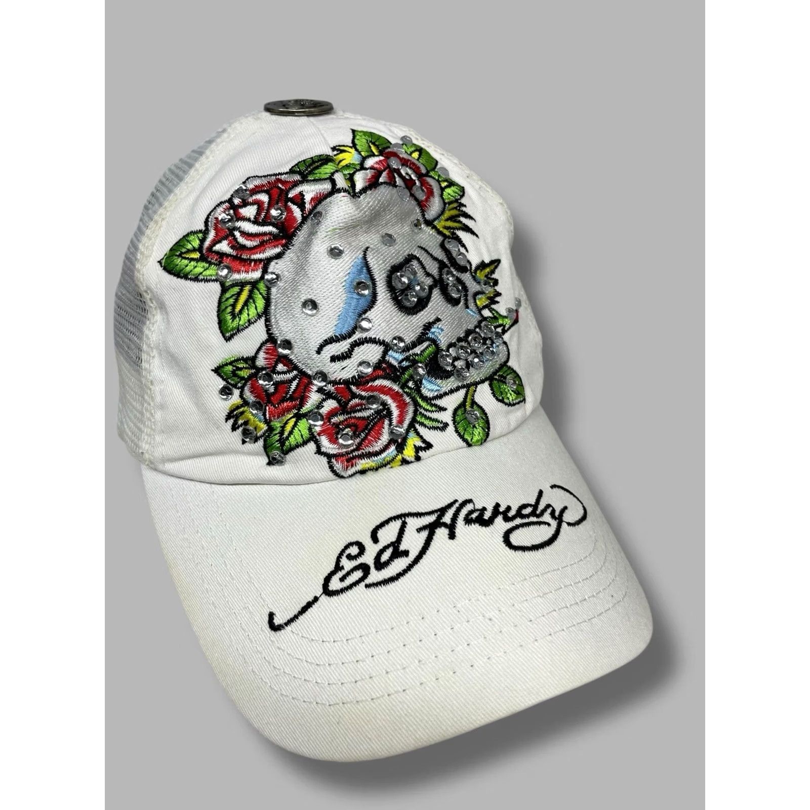 Ed Hardy Ed Hardy White Baseball Cap Rose Men One Size Size ONE SIZE - 2 Thumbnail