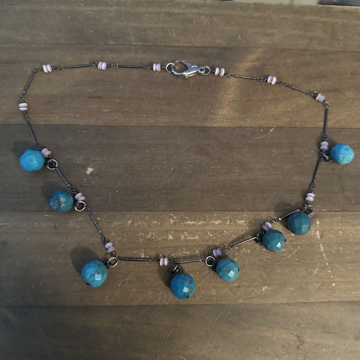 Vintage Vintage silver tone turquoise Howlite dangle necklace Size ONE SIZE - 2 Thumbnail
