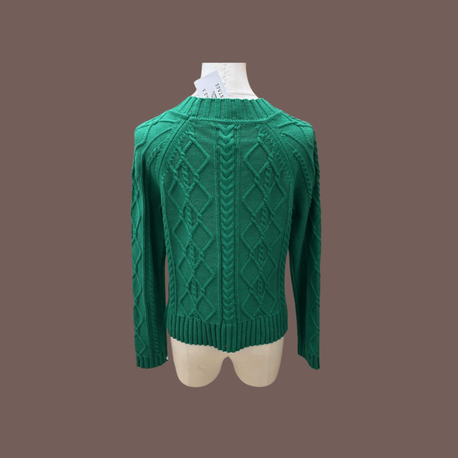 Gap VTG Cable Knit Sweater | Gap Green Cotton | Preppy Classic Size XS / US 0-2 / IT 36-38 - 2 Thumbnail