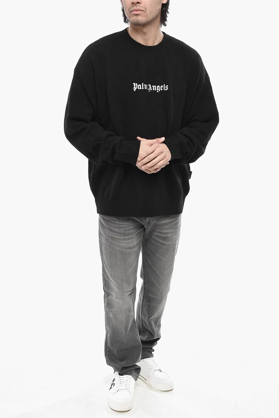 Palm Angels og1mm0326 Crewneck Sweater in Black Size US XXS / EU 40 - 4 Thumbnail