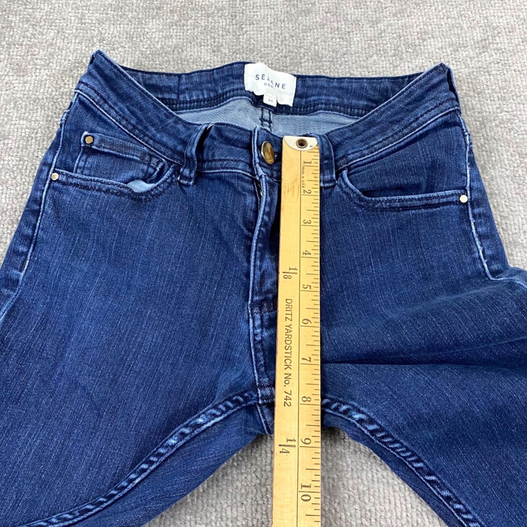 Denime Sezane Jeans Womens 24 Denim Slim Skinny Tapered Leg Medium Wash Stretch Blue 26 Inseam 5-Pocket Design Mens? Size 42" / US 20 - 7 Thumbnail