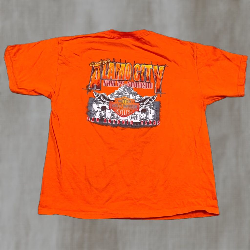Harley Davidson Harley-Davidson Shirt Men XL Orange Buck Stops Here Alamo Fire Flames VTG Y2K 80s Grunge Retro Skull Graphic Print Tee T-Shirt Wearable… Size US XL / EU 56 / 4 - 1 Thumbnail