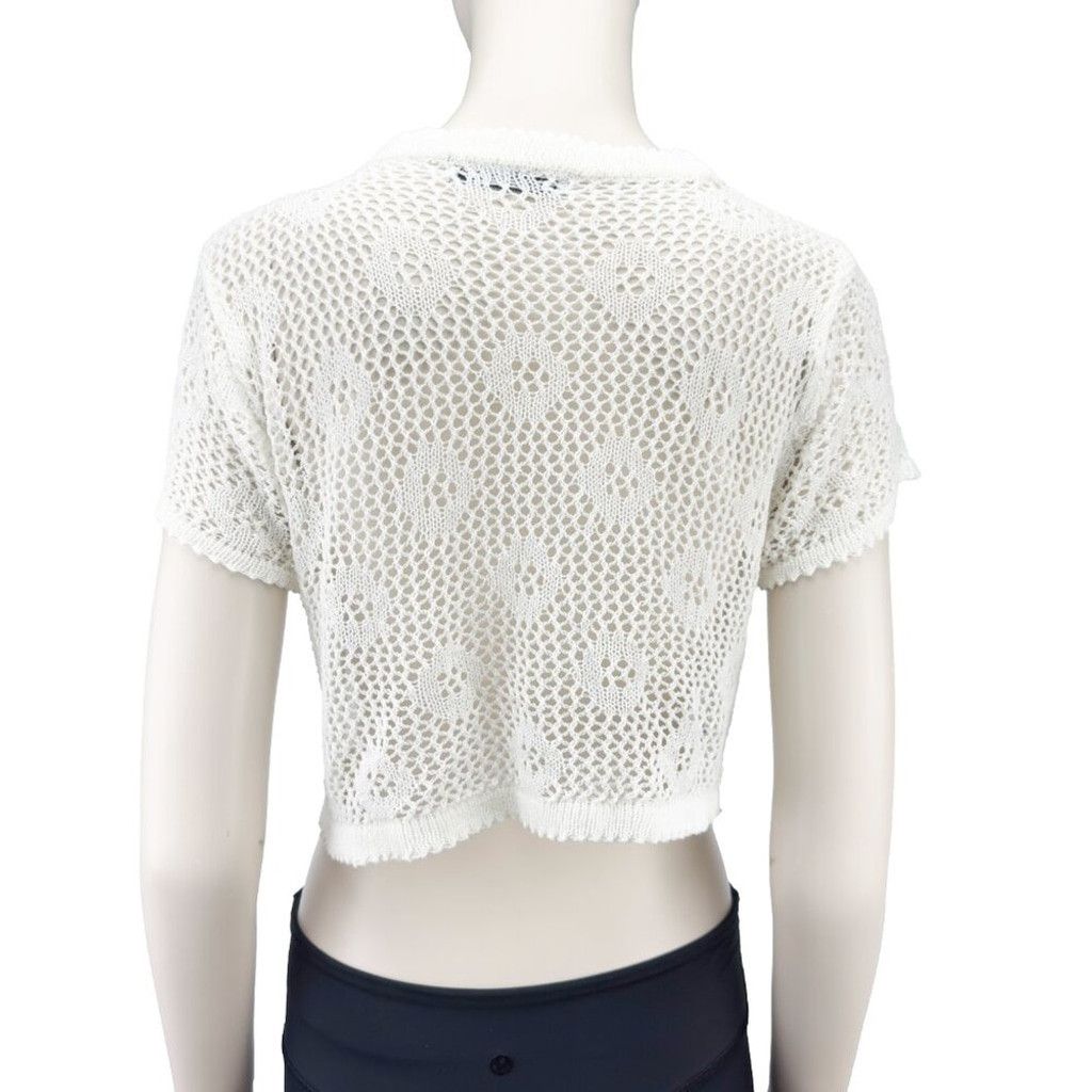 Vintage VINTAGE Crochet Cropped Cardigan Bolero White Casa Donna S Size XS / US 0-2 / IT 36-38 - 3 Thumbnail