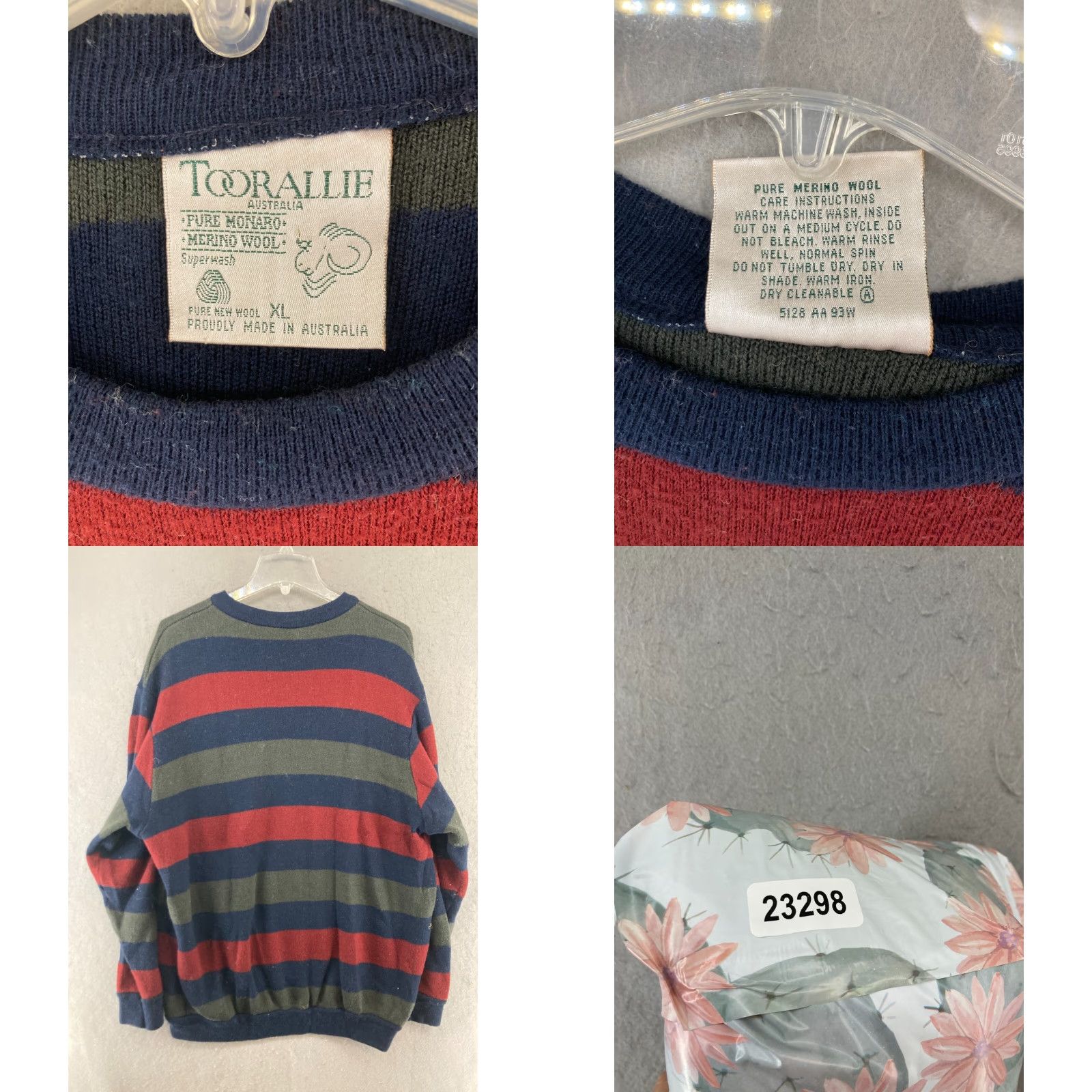 Vintage Toorallie Mens Sweater XL Striped Wool Australia Vintage Size US XL / EU 56 / 4 - 8 Thumbnail