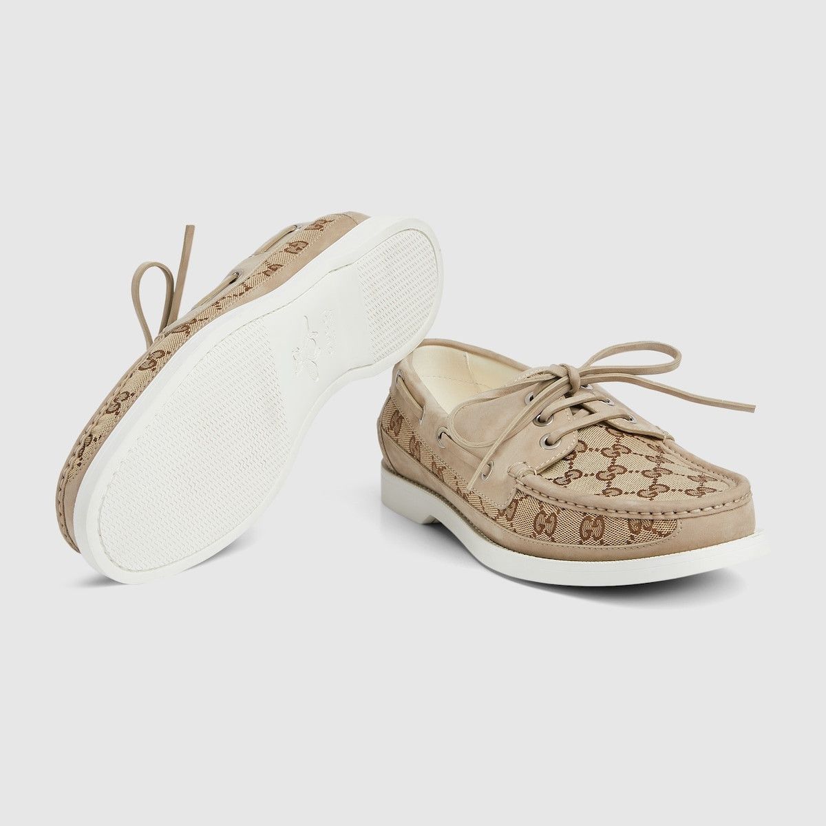 Gucci o1loc1c0625 Original GG Lace-Up Loafers in Beige Size US 7.5 / EU 40-41 - 6 Thumbnail