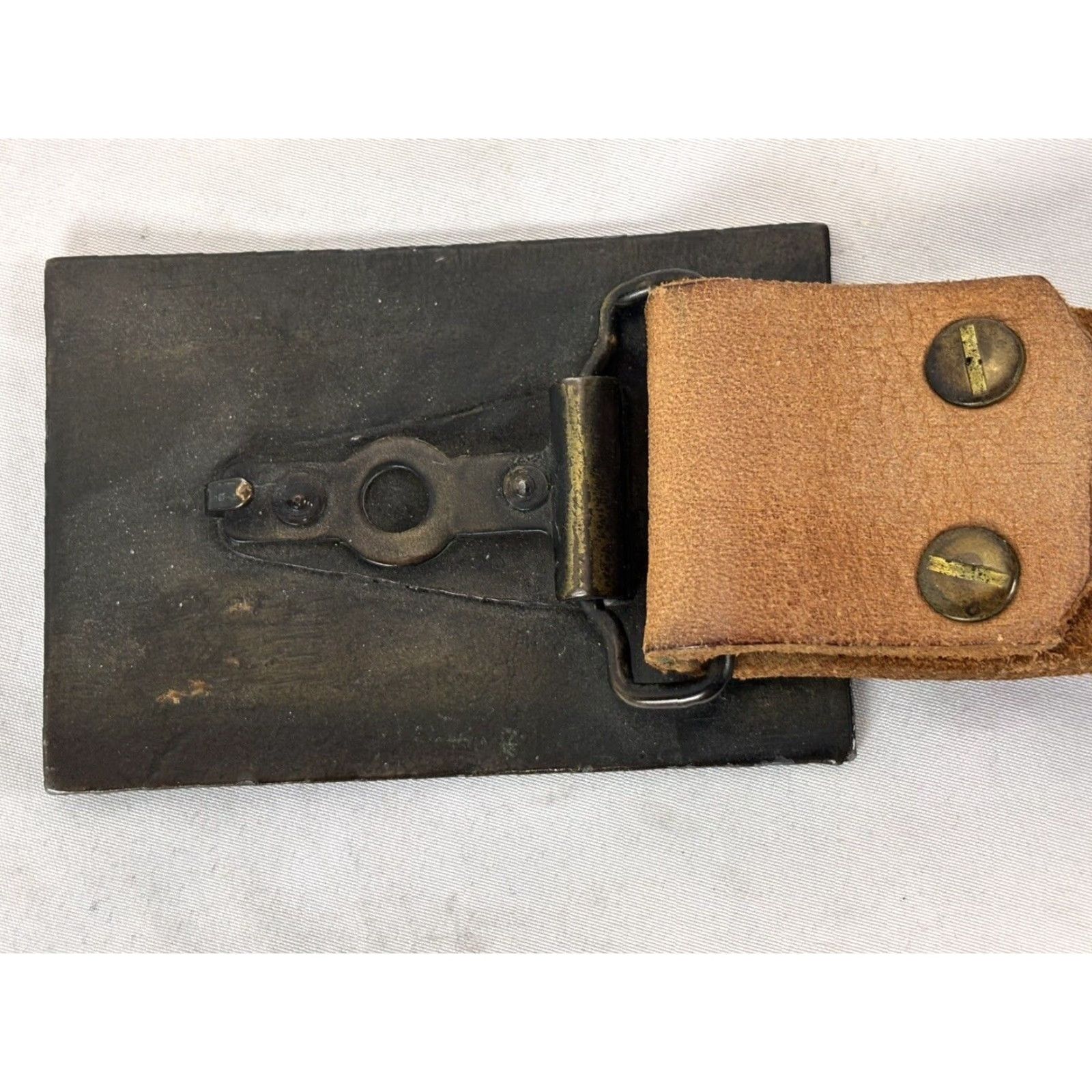 Vintage VINTAGE Jack Daniel’s Belt Buckle & Brown Leather Belt - Men’s (Size 35-40”) Brown, Rockabilly, 1970s, Food & Drink, Original Mens Belt Set Size ONE SIZE - 4 Thumbnail