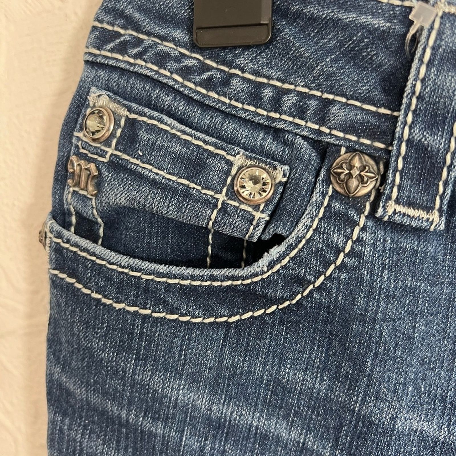 Miss Me Miss Me JP5445T3 Women 28 Dark Wash Cross Straight Leg Jeans Size 28" / US 6 / IT 42 - 4 Thumbnail