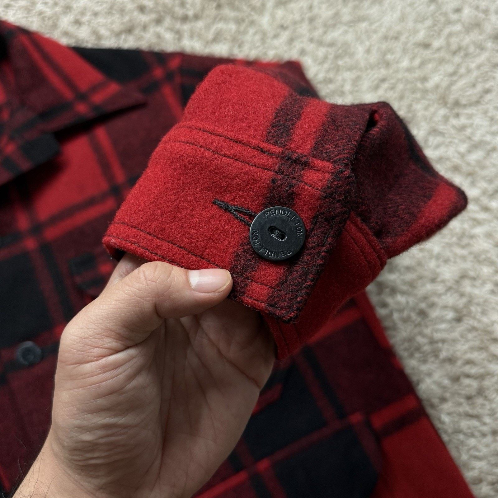 Pendleton × Vintage Vintage Pendleton Buffalo Plaid Wool Mackinaw Red Jacket Size US L / EU 52-54 / 3 - 5 Thumbnail