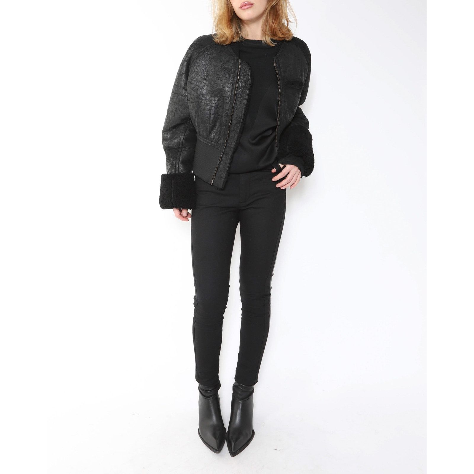 Haider Ackermann FW15 Sherling Jacket with Sintched Waist in Black Leather Size XS / US 0-2 / IT 36-38 - 6 Thumbnail