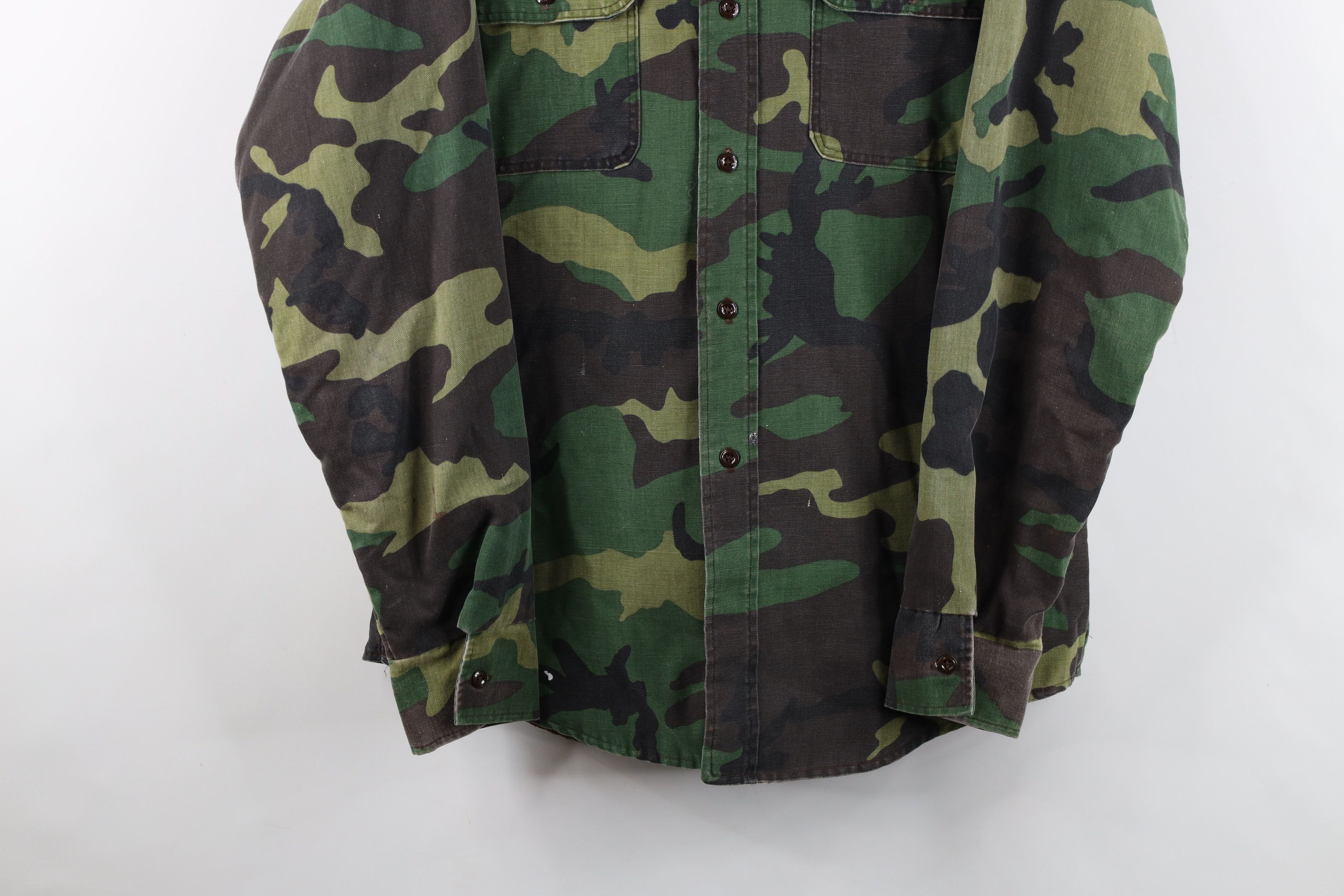 Vintage Vintage 70s Streetwear Quilted Camouflage Shirt Jacket USA Size US L / EU 52-54 / 3 - 3 Thumbnail