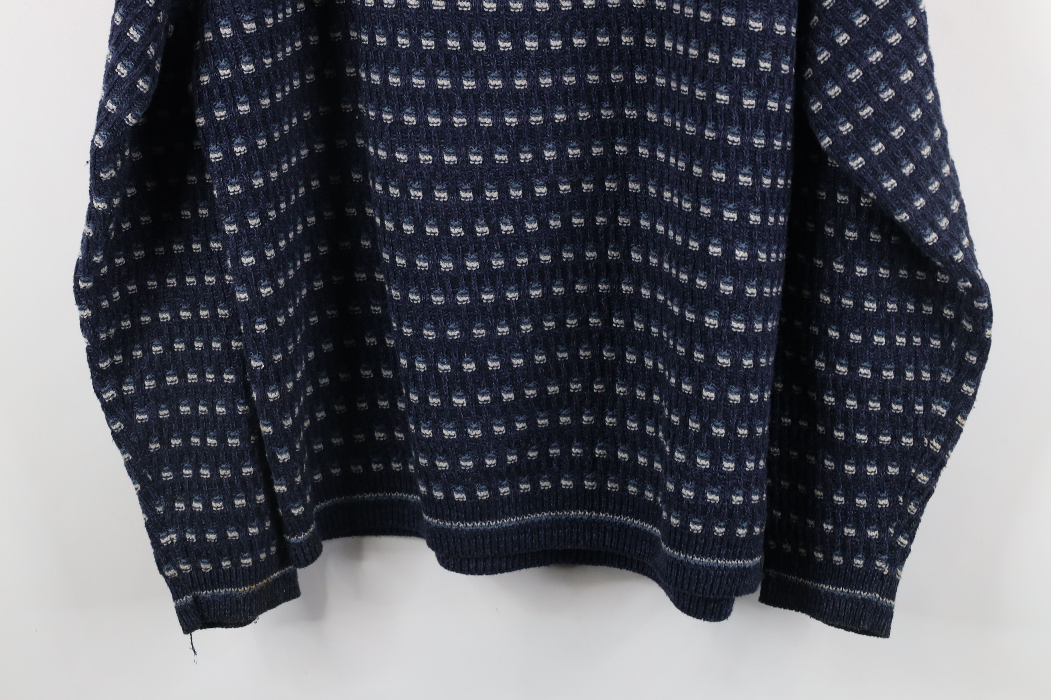 Vintage Vintage 90s Streetwear Striped Knit Grandpa Crewneck Sweater Size US L / EU 52-54 / 3 - 14 Thumbnail