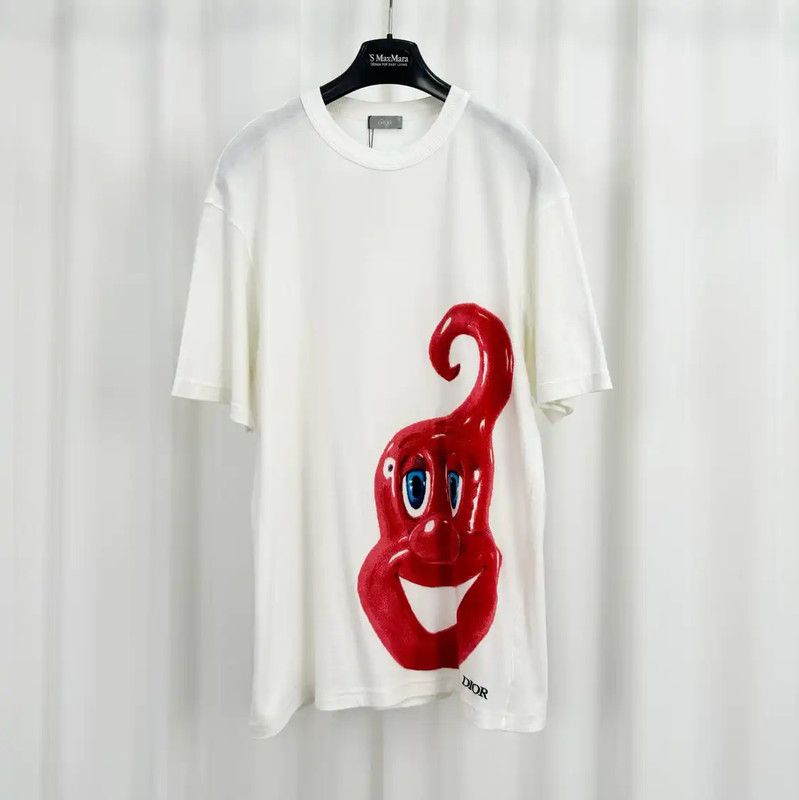 Dior Dior White Cotton Logo Embroidered Short Sleeve T-shirt 0089 Size US L / EU 52-54 / 3 - 1 Thumbnail