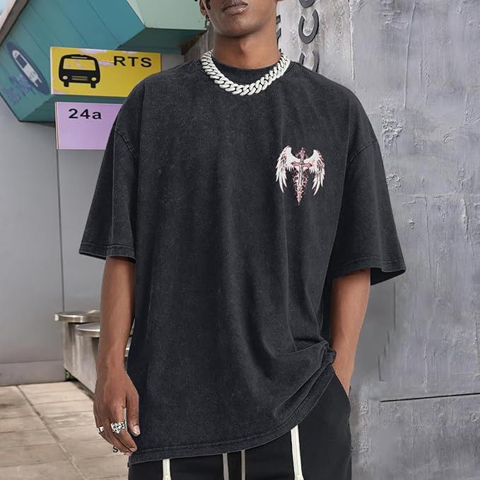 Other Gothic Cross Acid Wash Oversized Tee Size US L / EU 52-54 / 3 - 2 Thumbnail