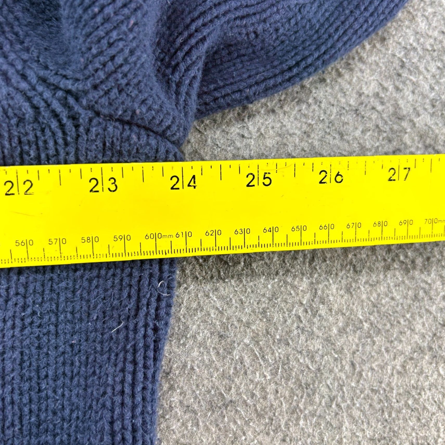 J.Crew J.CREW Sweater Pullover Mens L Blue Navy Mock Neck Fisherman Cable Solid Knit Wool Cotton Night 90s Vintage? Size US L / EU 52-54 / 3 - 7 Thumbnail
