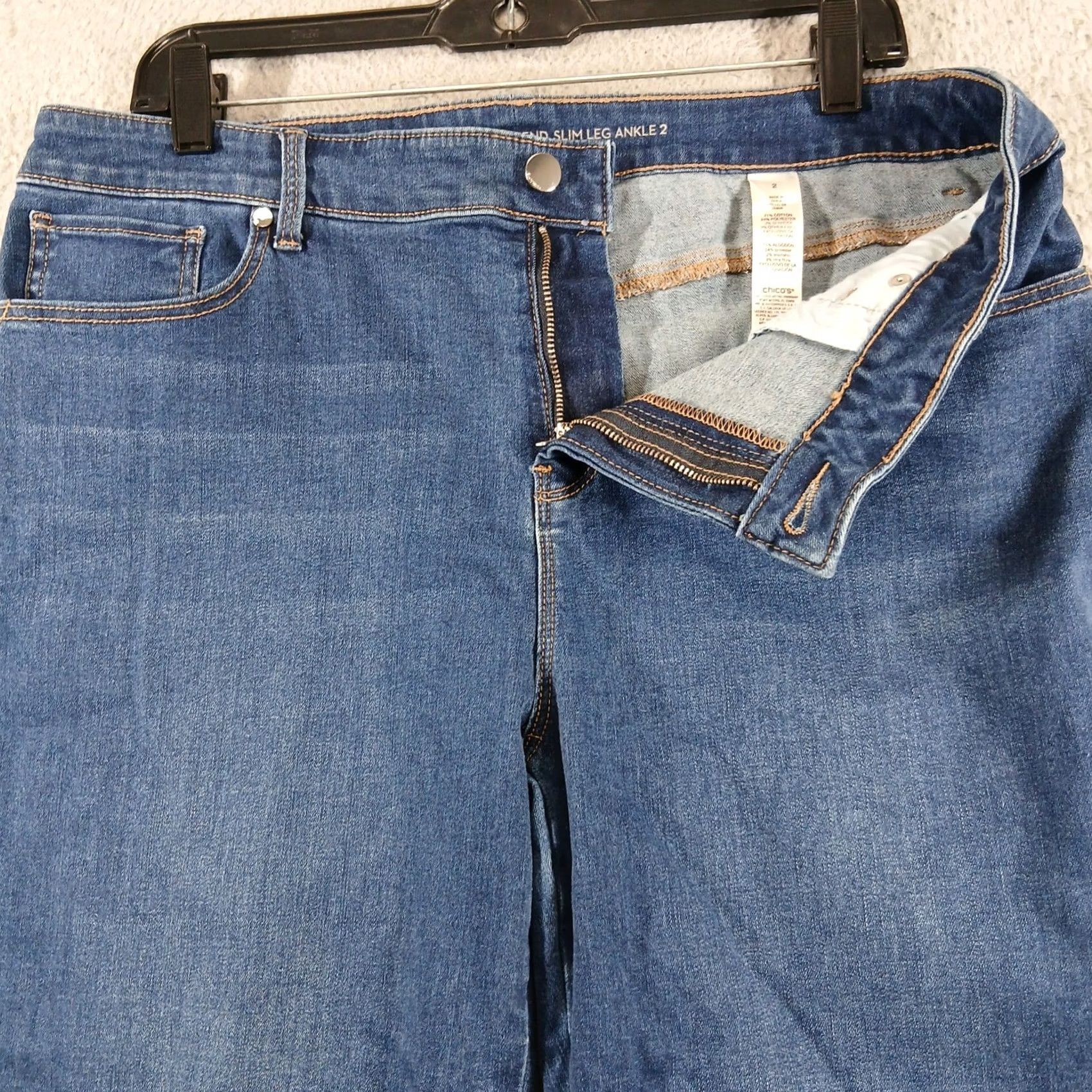 Vintage Chico's Perfect Stretch Girlfriend Slim Ankle Jean Tuxedo Stripe Blue Size 2 Size 26" / US 2 / IT 38 - 7 Thumbnail