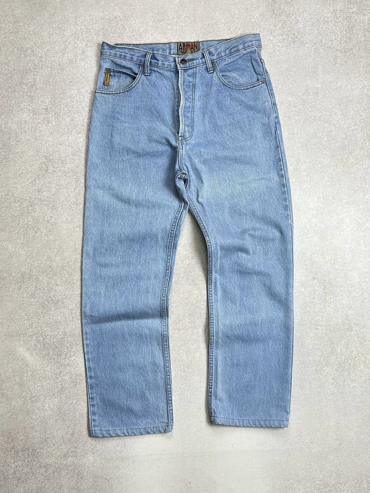 Armani Vintage Armani Metal Logo Baggy Heavy Denim Jeans 33 Size US 33 - 6 Thumbnail