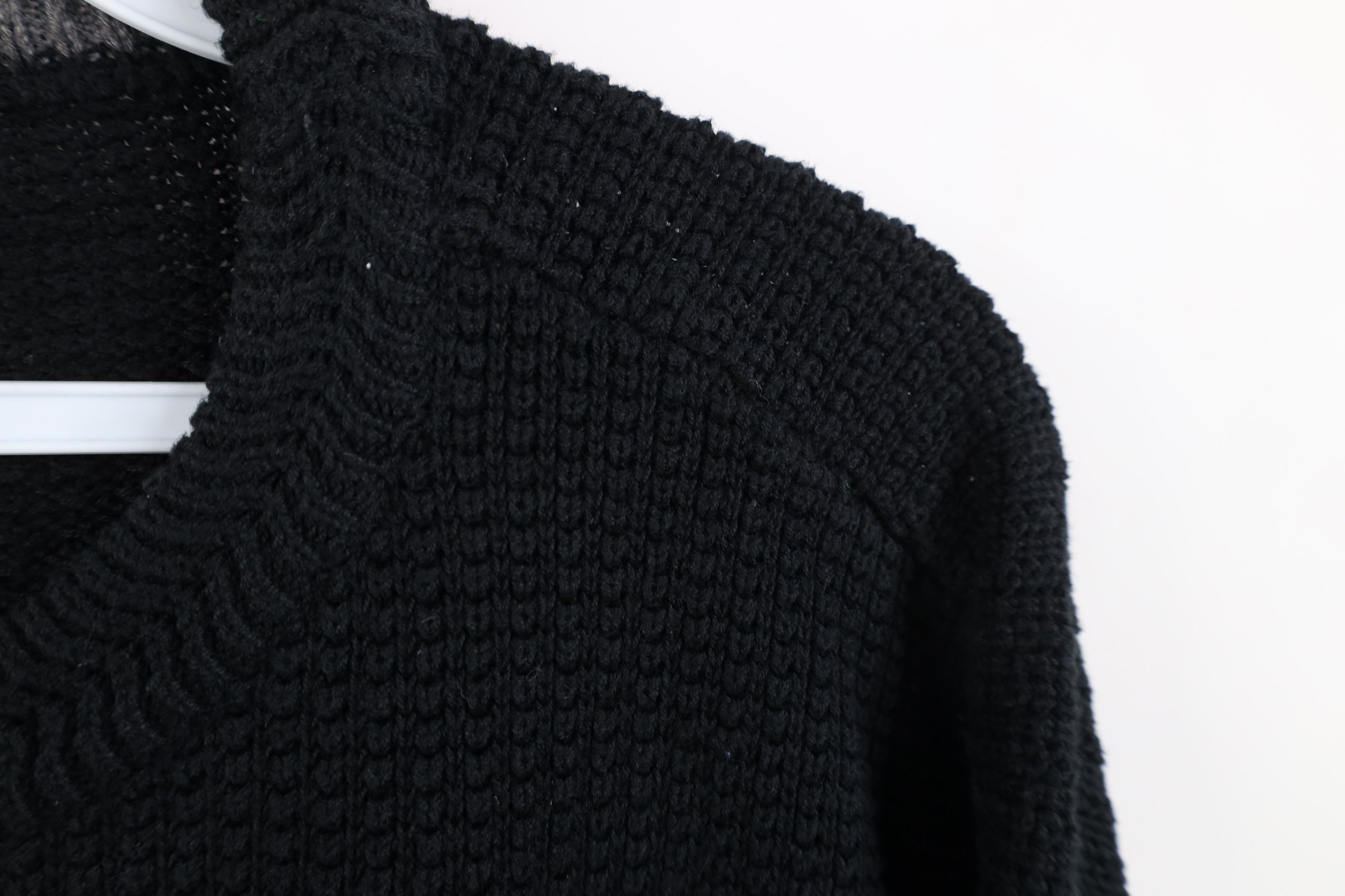 Vintage Vintage 90s Streetwear Ribbed Thermal Knit Sweater Black Size US L / EU 52-54 / 3 - 5 Thumbnail