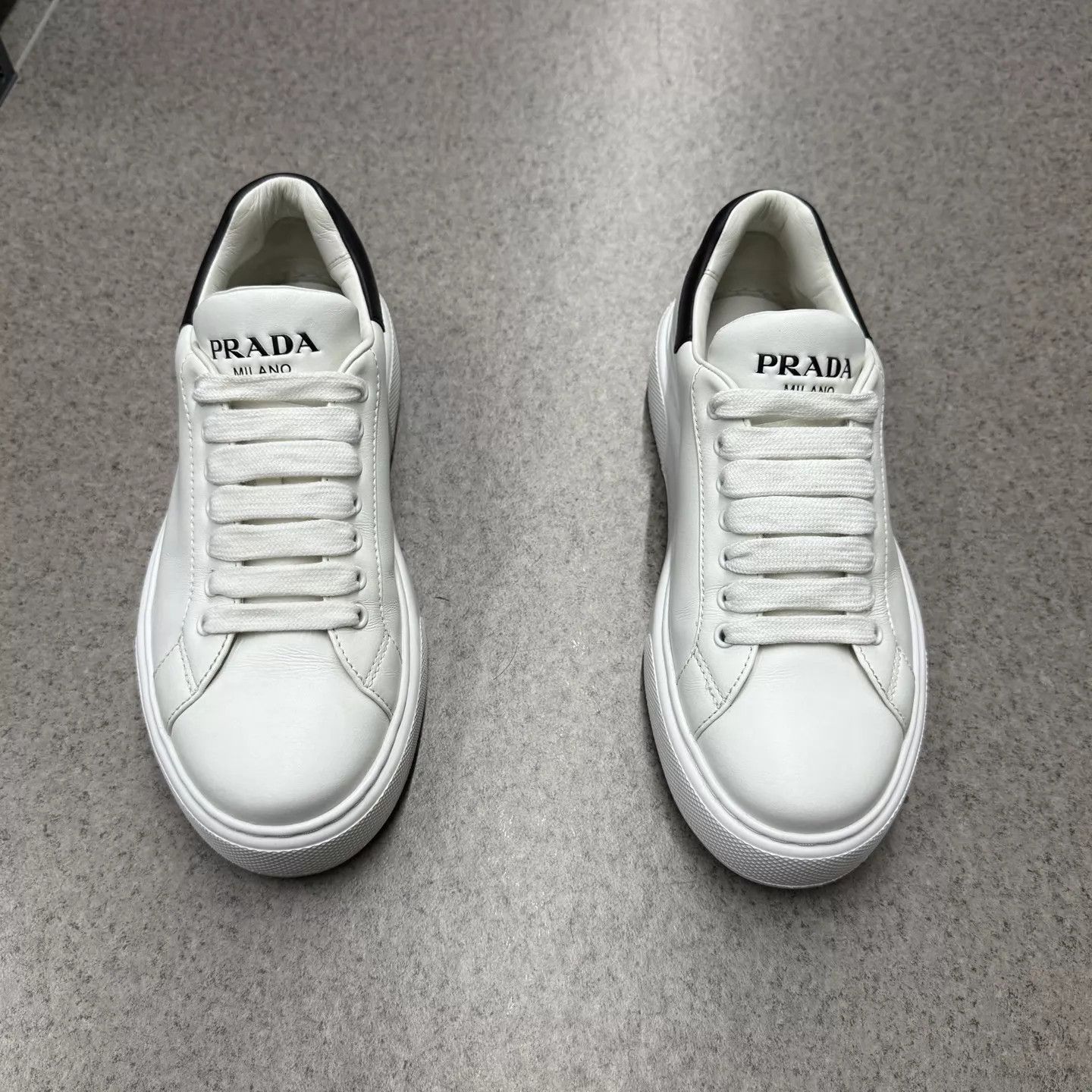 Prada Prada White Platform Sneakers Black Toe US 6.5 New Worn Once Size US 6.5 / IT 36.5 - 5 Thumbnail
