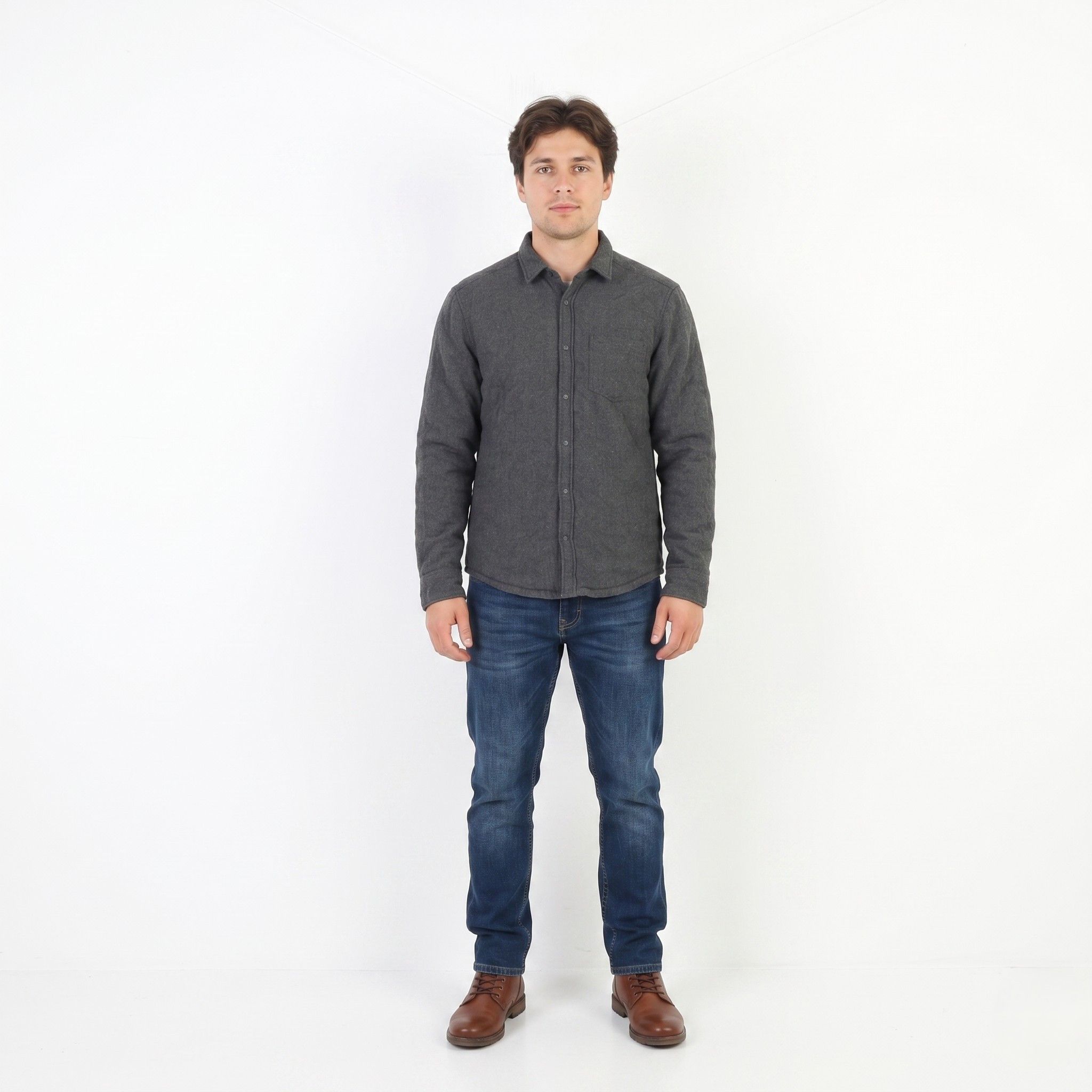 Allsaints Allsaints Men S Jacket Charcoal Snap Bottoms Padded 0347 Size US S / EU 44-46 / 1 - 1 Thumbnail