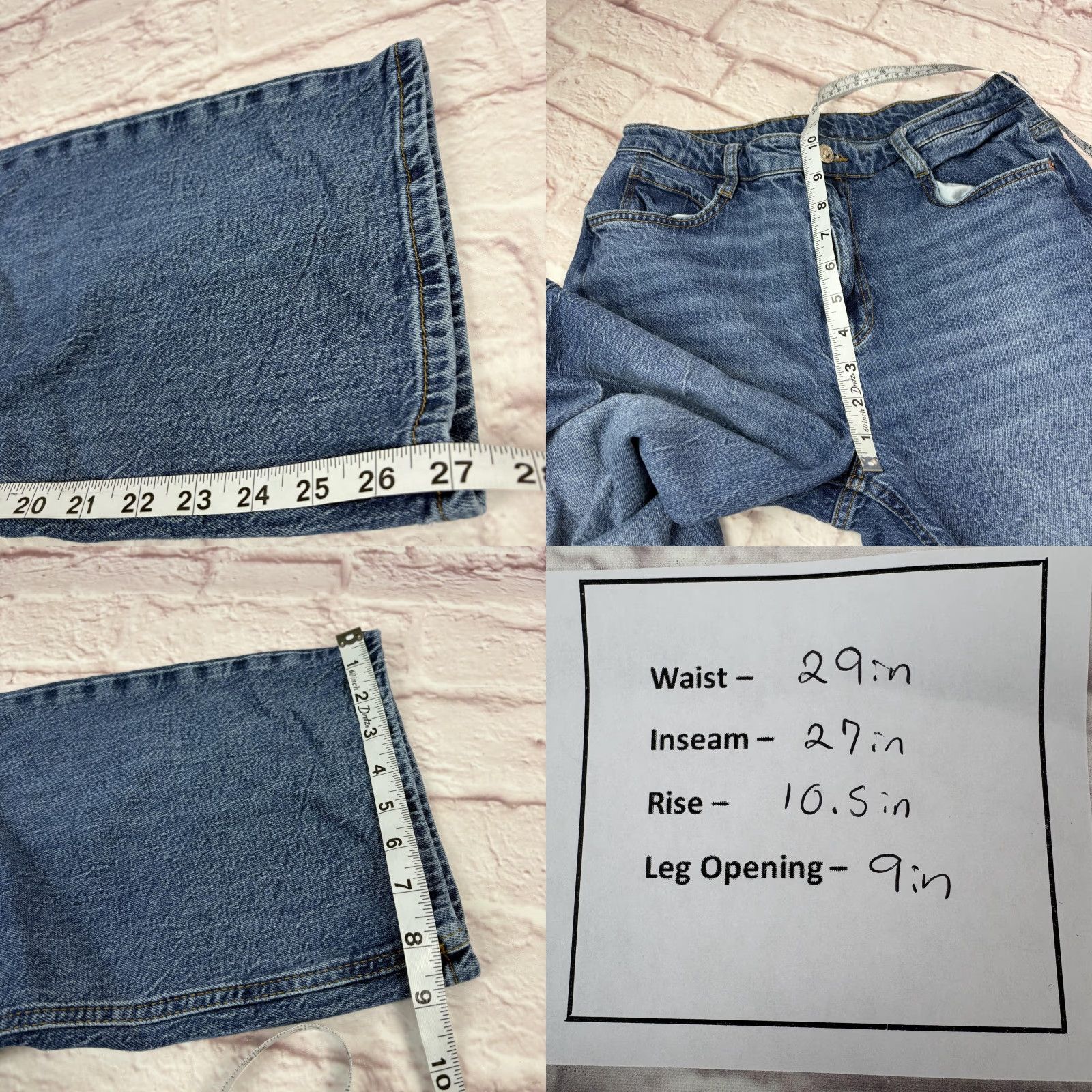 Zara Zara Jeans Womens 29 Medium Wash Blue Mid Rise Relaxed Wide Leg Denim 29x27 Jeans Womens Regular Blue 29in 27in Cotton Denim Relaxed Wide-Leg 5-Pocket Size 29" - 9 Thumbnail