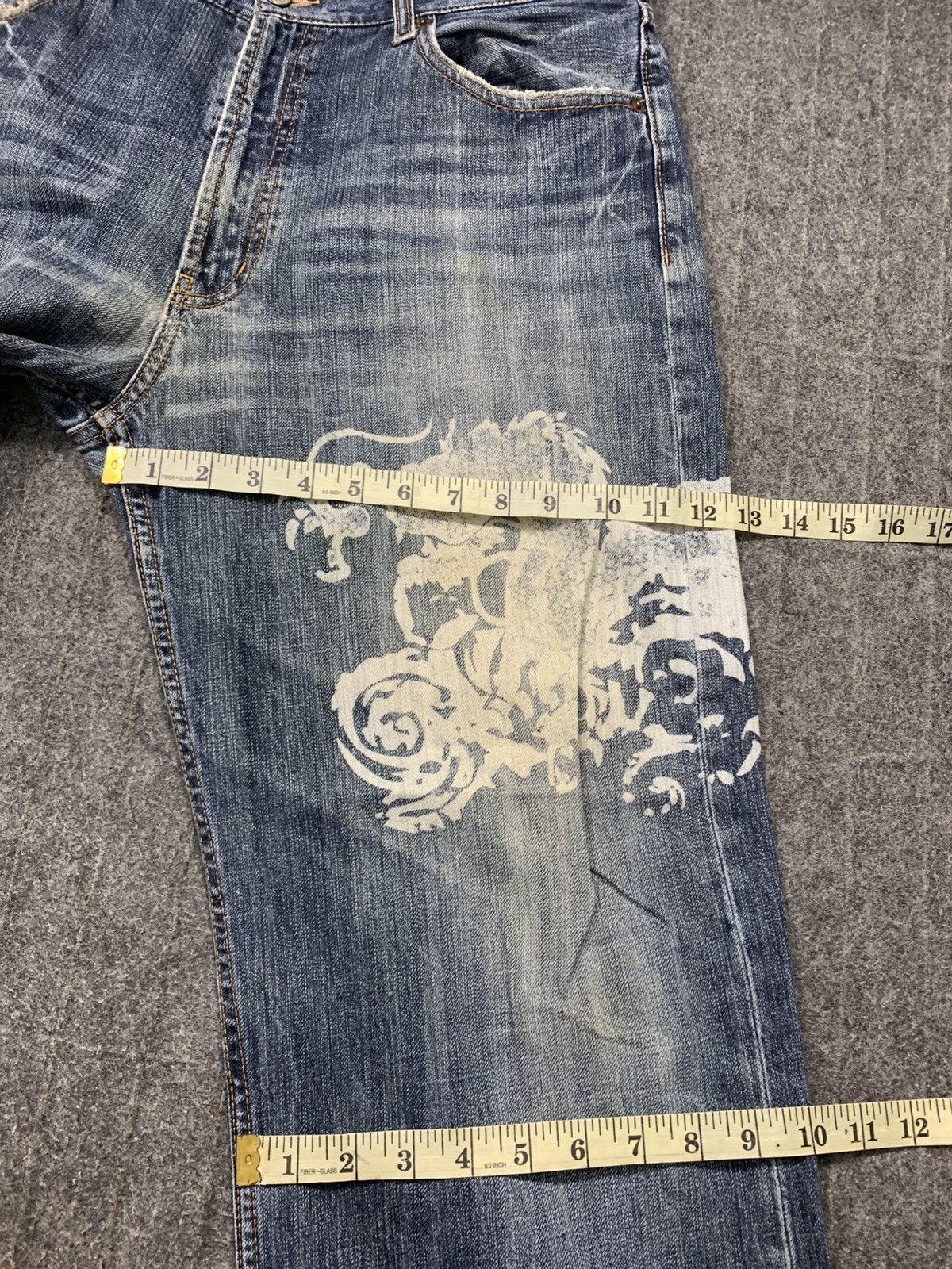 Japanese Brand Dragon Art Denim Jeans Pant Straight Leg Zipper Pocket Size US 35 - 10 Thumbnail