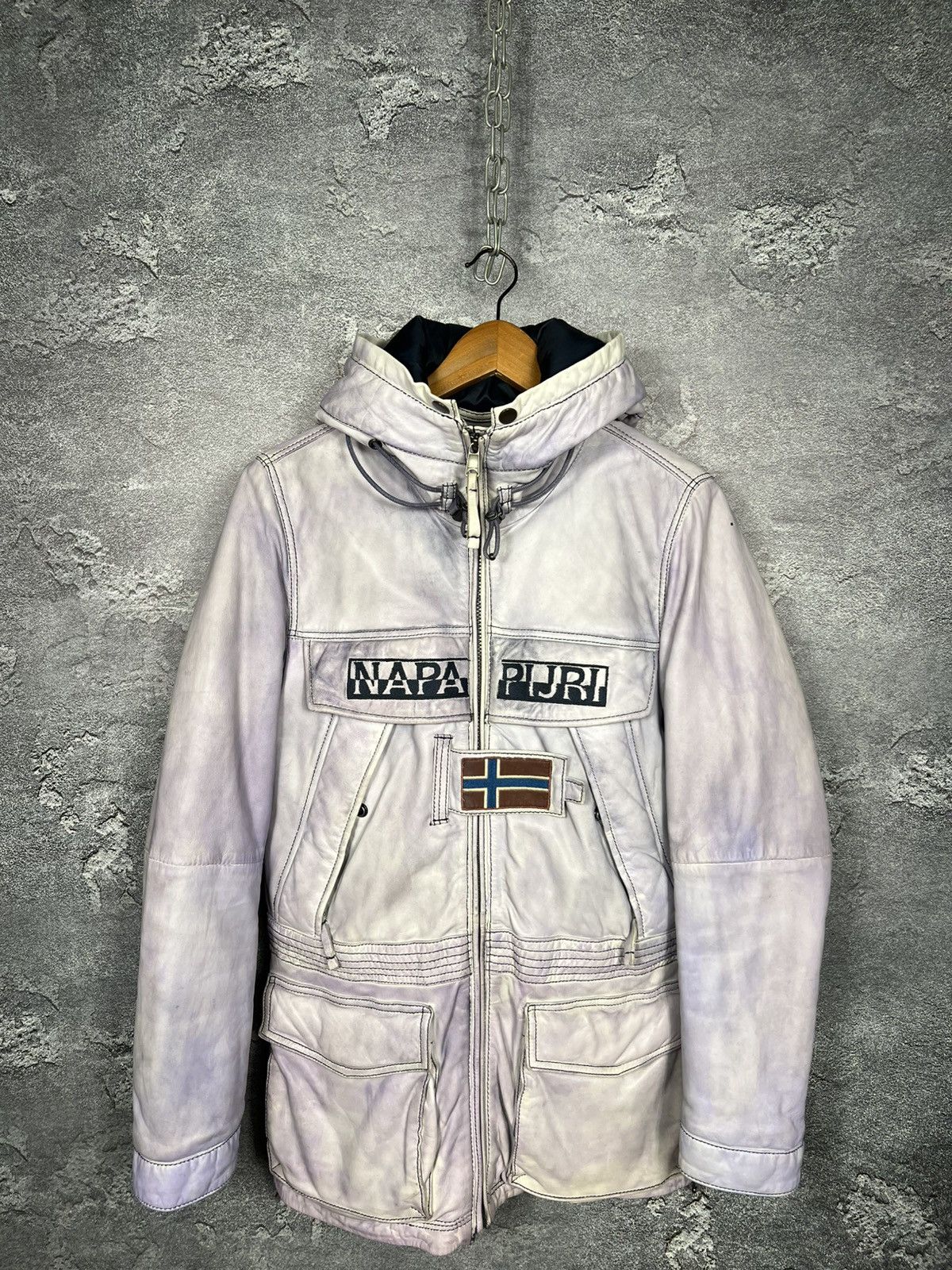Napapijri Rare Napapijri 100% Leather Down Jacket Parka Size S Size S / US 4 / IT 40 - 2 Thumbnail