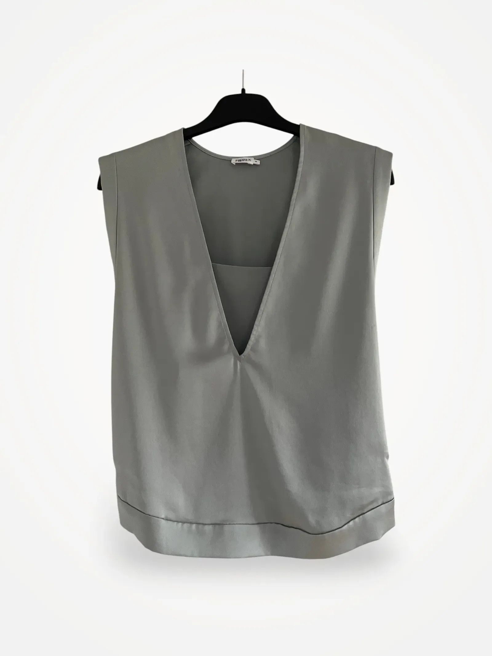 Filippa K Filippa K Satinblus med linne i grågrön färg Blouse Size XS / US 0-2 / IT 36-38 - 1 Thumbnail