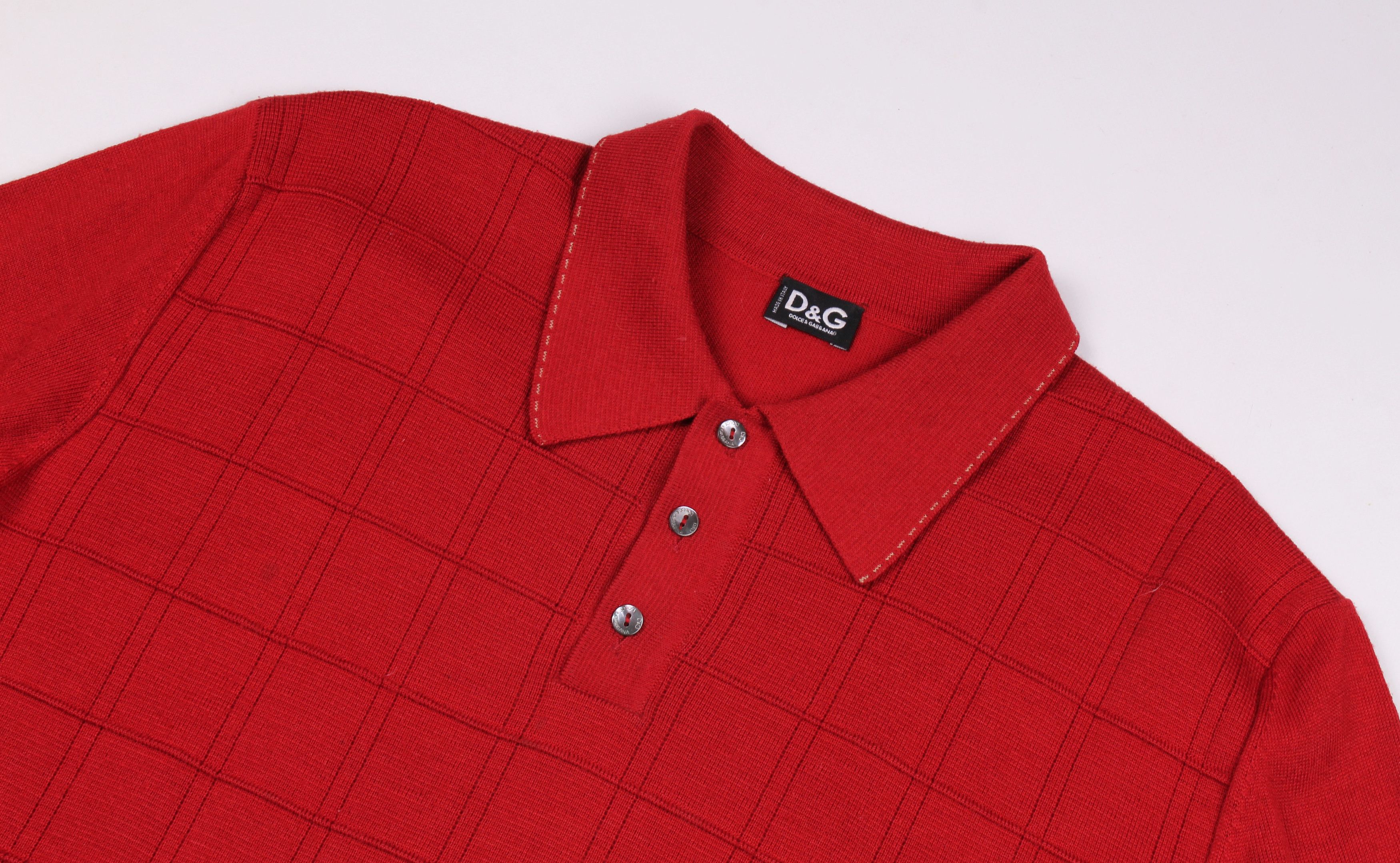 Dolce & Gabbana × Vintage Vintage Dolce & Gabbana Red Wool Collared Sweater Size US M / EU 48-50 / 2 - 2 Thumbnail