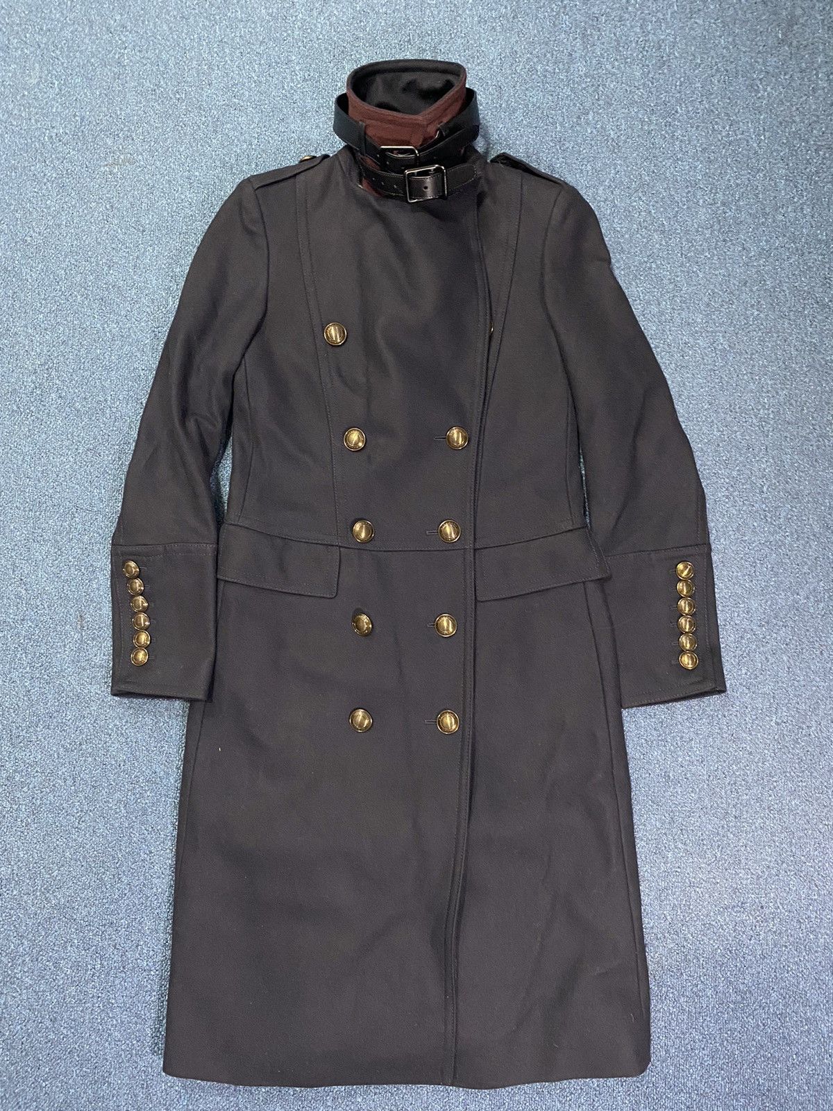 Burberry Burberry Navy Blue and Gold Wool Double Breasted Trench Coat Size XS / US 0-2 / IT 36-38 - 4 Thumbnail