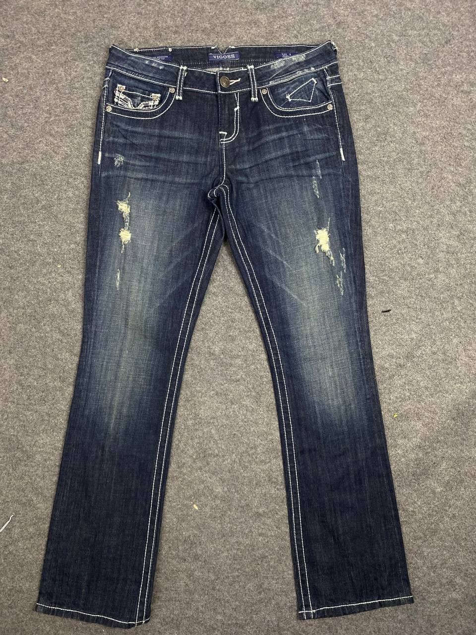 Japanese Brand vigoss bootcut flare distressed style denim Size 35" - 7 Thumbnail