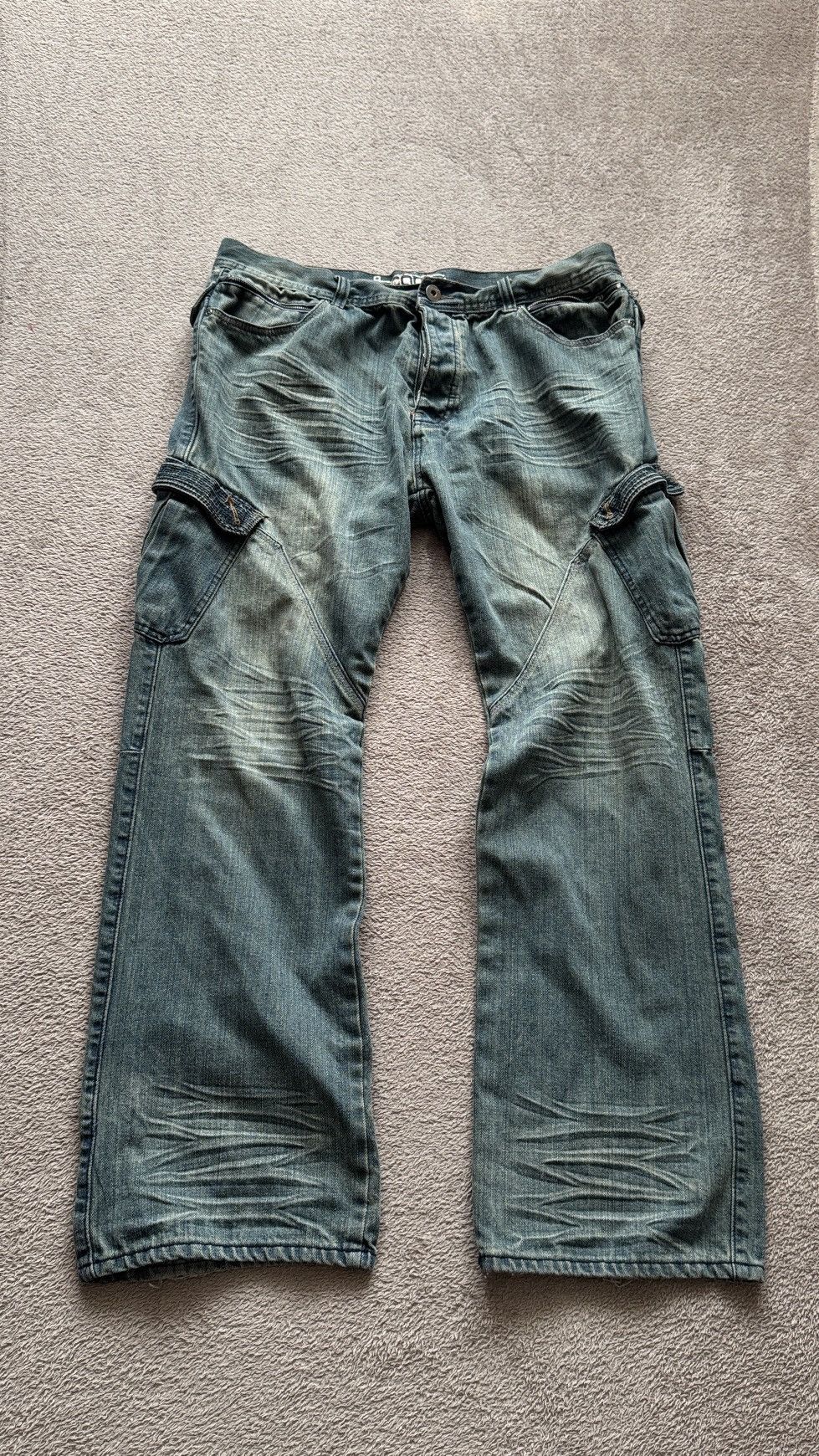 Japanese Brand Mudwash Distressed Straight Cargo Jeans LGB Ifsixwasnine Size US 38 / EU 54 - 1 Thumbnail