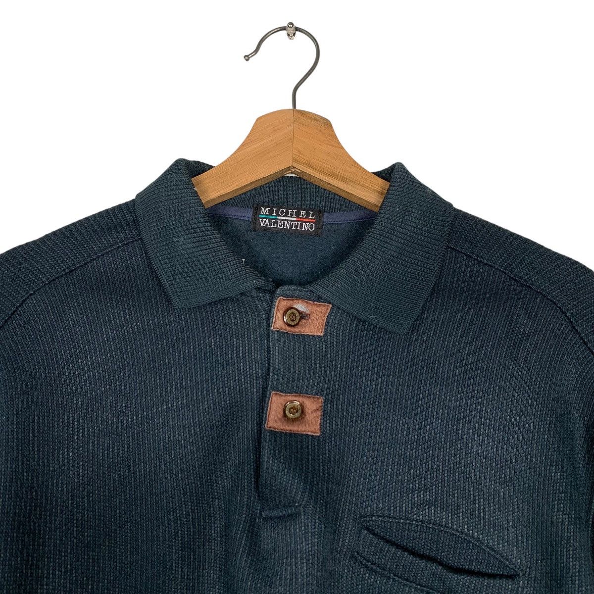 Japanese Brand MICHEL VALENTINO Single Pocket Polo Sweatshirt #1539-C69 Size US S / EU 44-46 / 1 - 11 Thumbnail