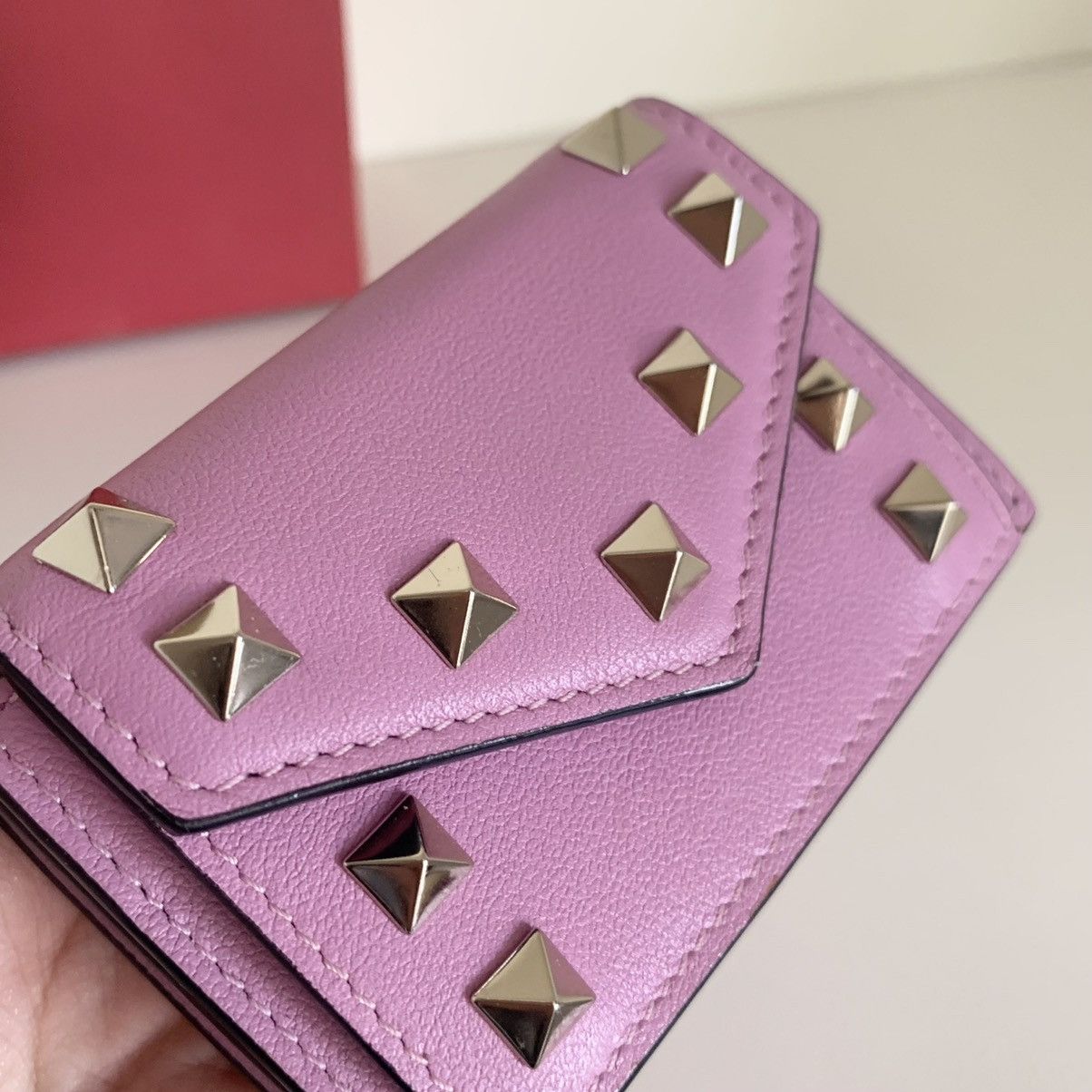 Valentino Pink rockstud trifold wallet Size ONE SIZE - 6 Thumbnail